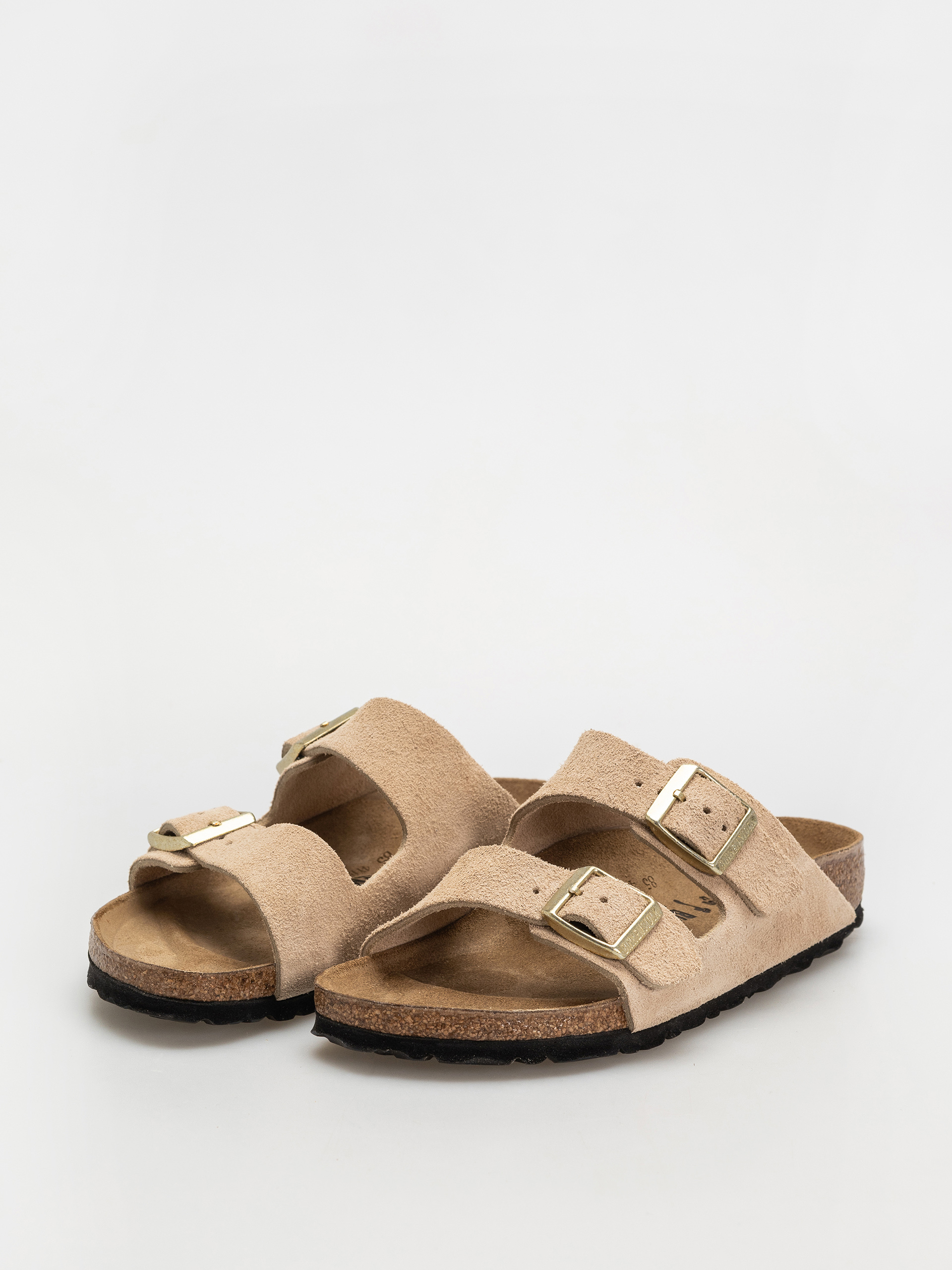 Birkenstock Arizona Suede Leather Narrow Wmn Flip Flops (sandcastle)