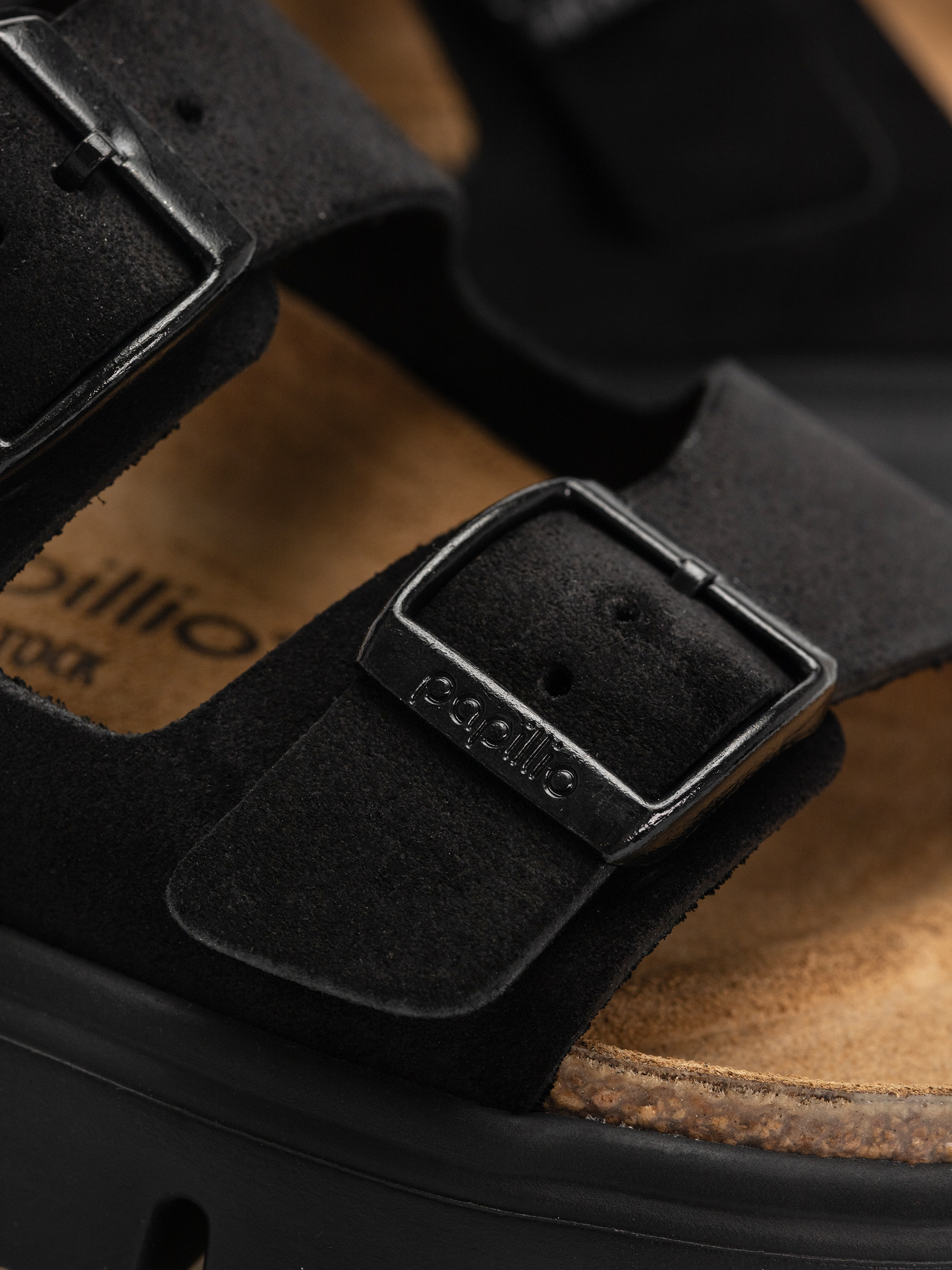 Birkenstock Arizona Chunky Suede Narrow Wmn Flip Flops (black/black)