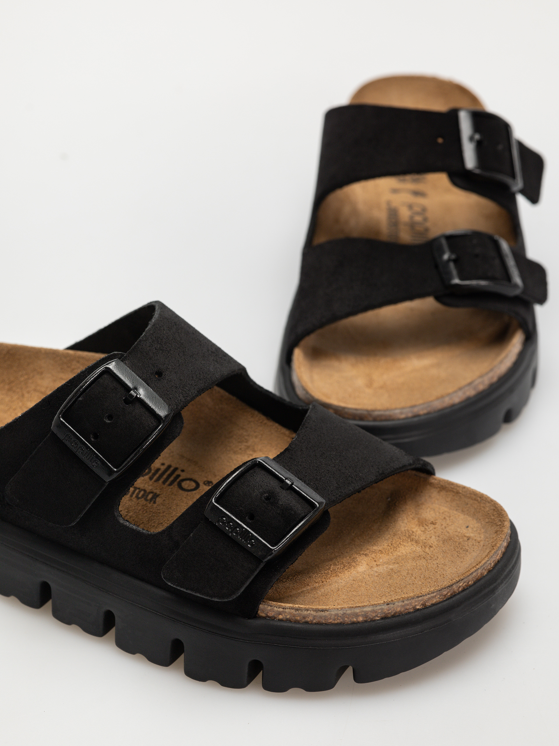 Birkenstock Arizona Chunky Suede Narrow Wmn Flip Flops (black/black)