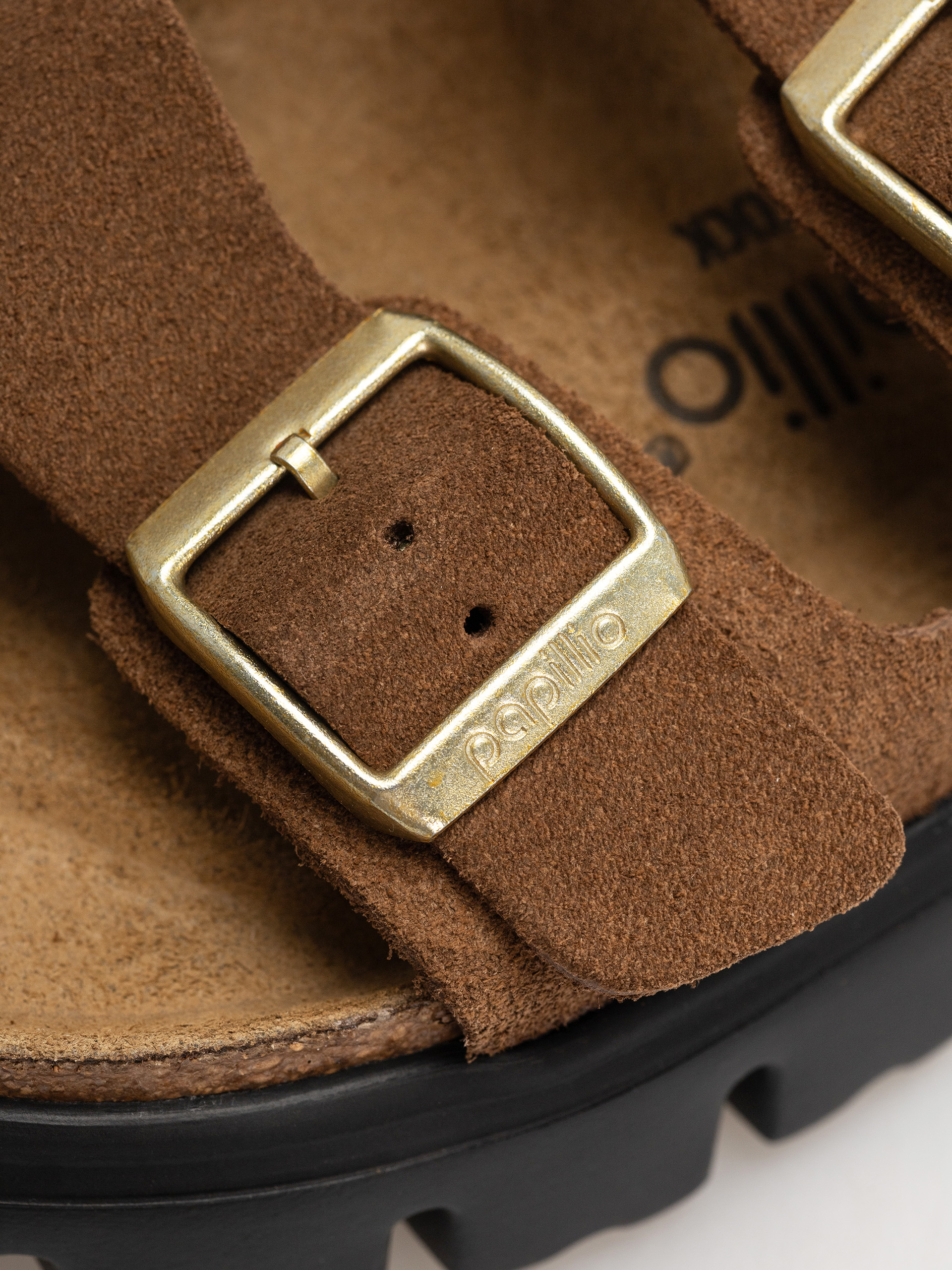 Birkenstock Flip-flops Arizona Chunky Suede Narrow Wmn (dark tea/black)