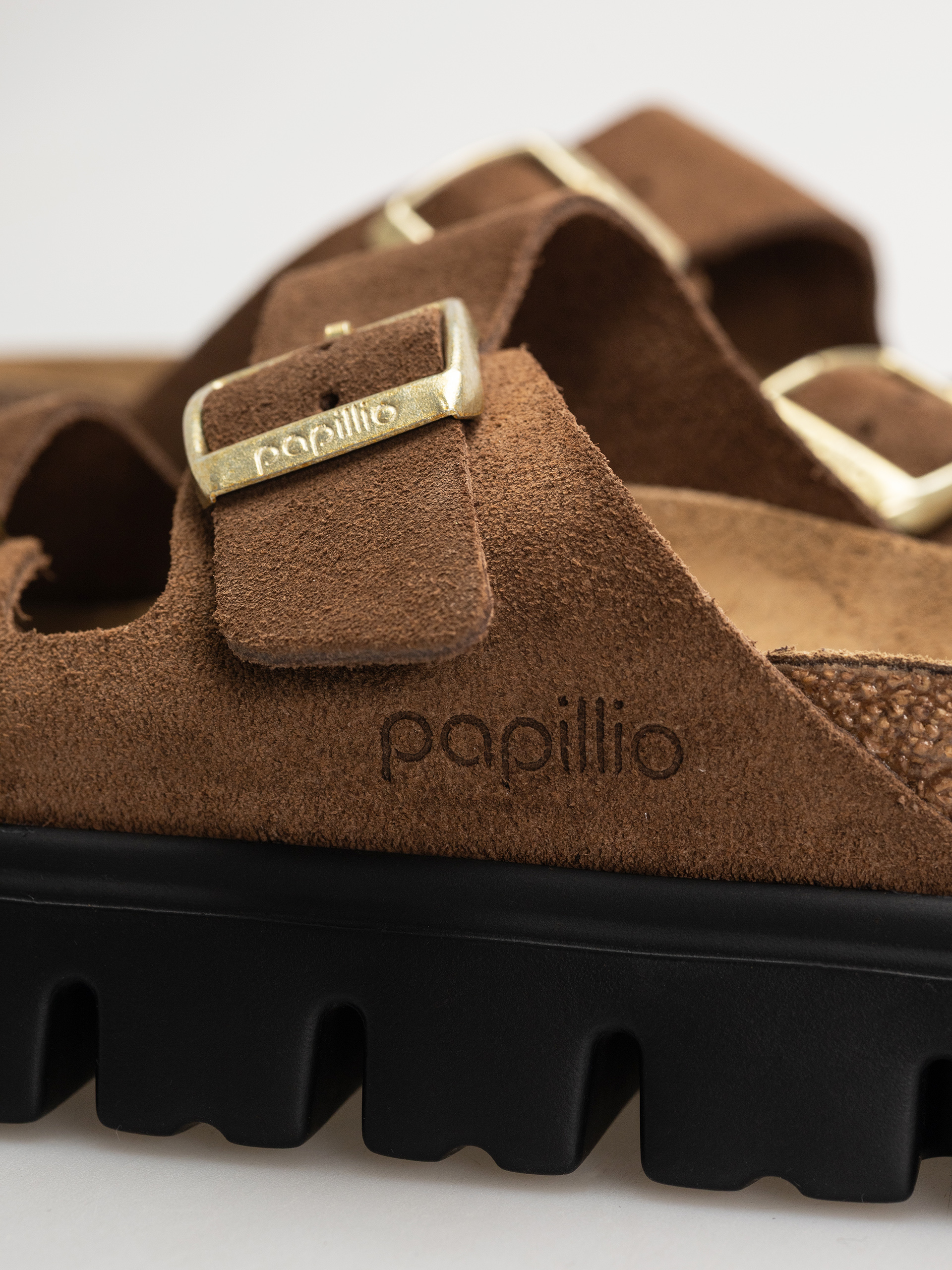 Birkenstock Flip-flops Arizona Chunky Suede Narrow Wmn (dark tea/black)