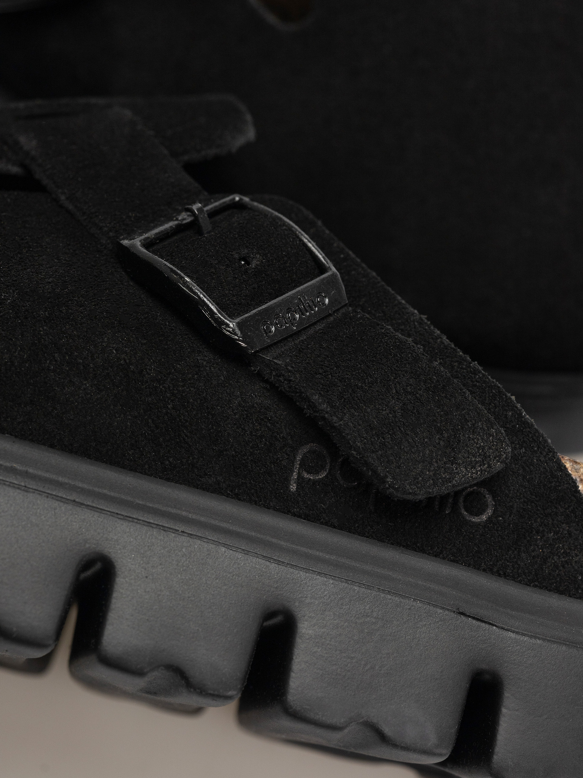 Birkenstock Flip Flops Boston Chunky Suede Narrow Wmn (black/black)