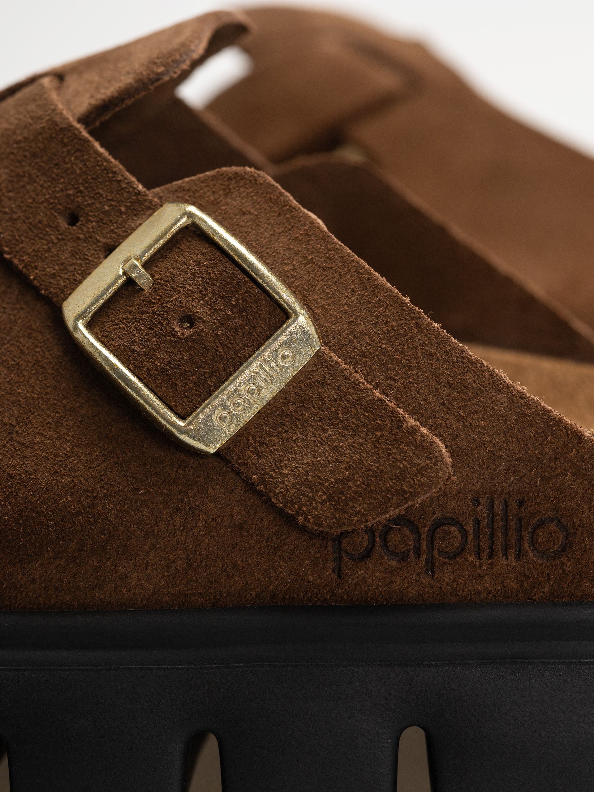 Birkenstock Flip Flops Boston Chunky Suede Narrow Wmn (dark tea/black)