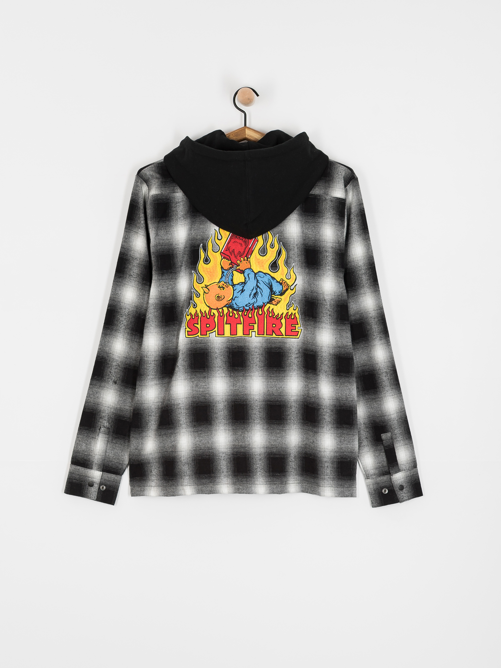Spitfire Demonseed Hooded Flannel Shirt (black/white/multi color embroideries)