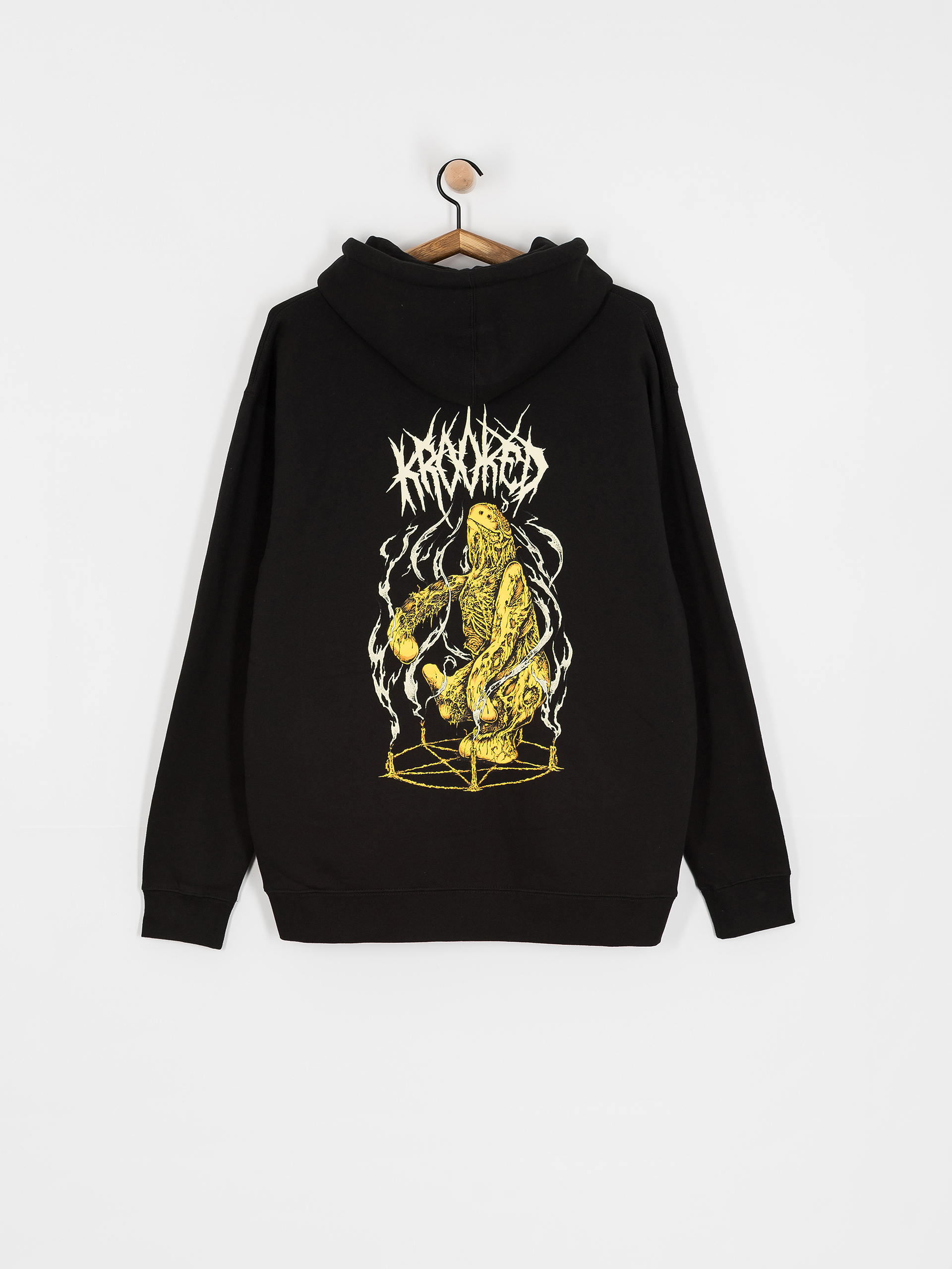 Krooked Necroshmoo ZHD Hoodie (black/cream yellow & orange prints)