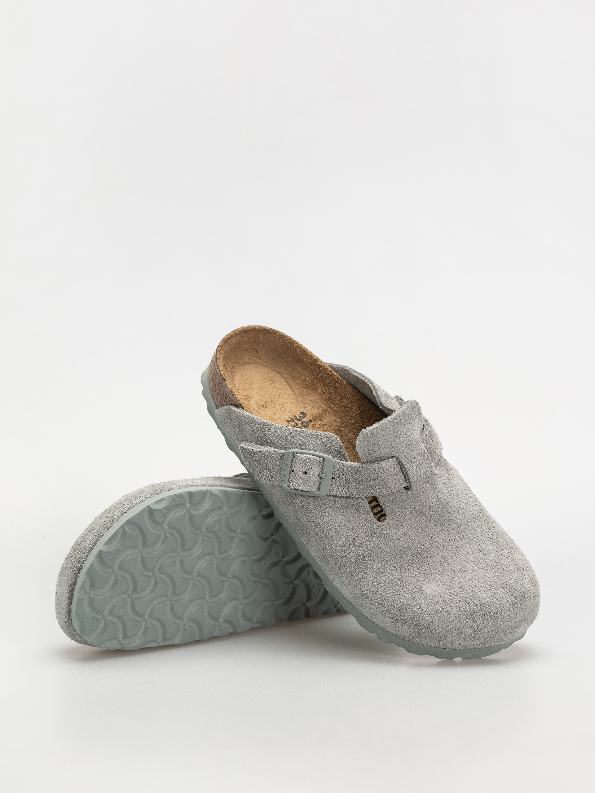 Birkenstock Flip-flops Boston Suede Leather Narrow Wmn - grey