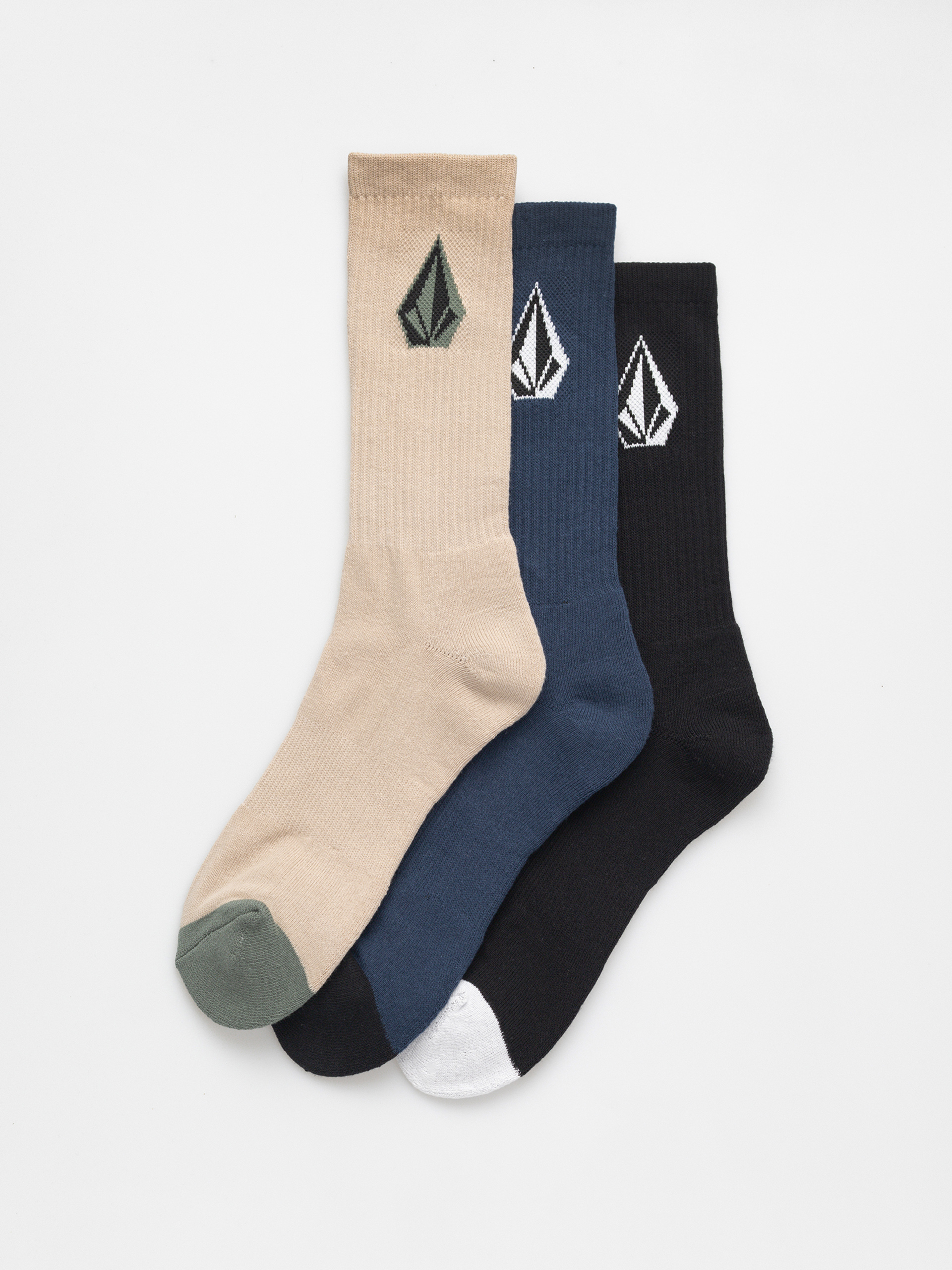Volcom Full Stone Mix 3Pk Socks (pale khaki)
