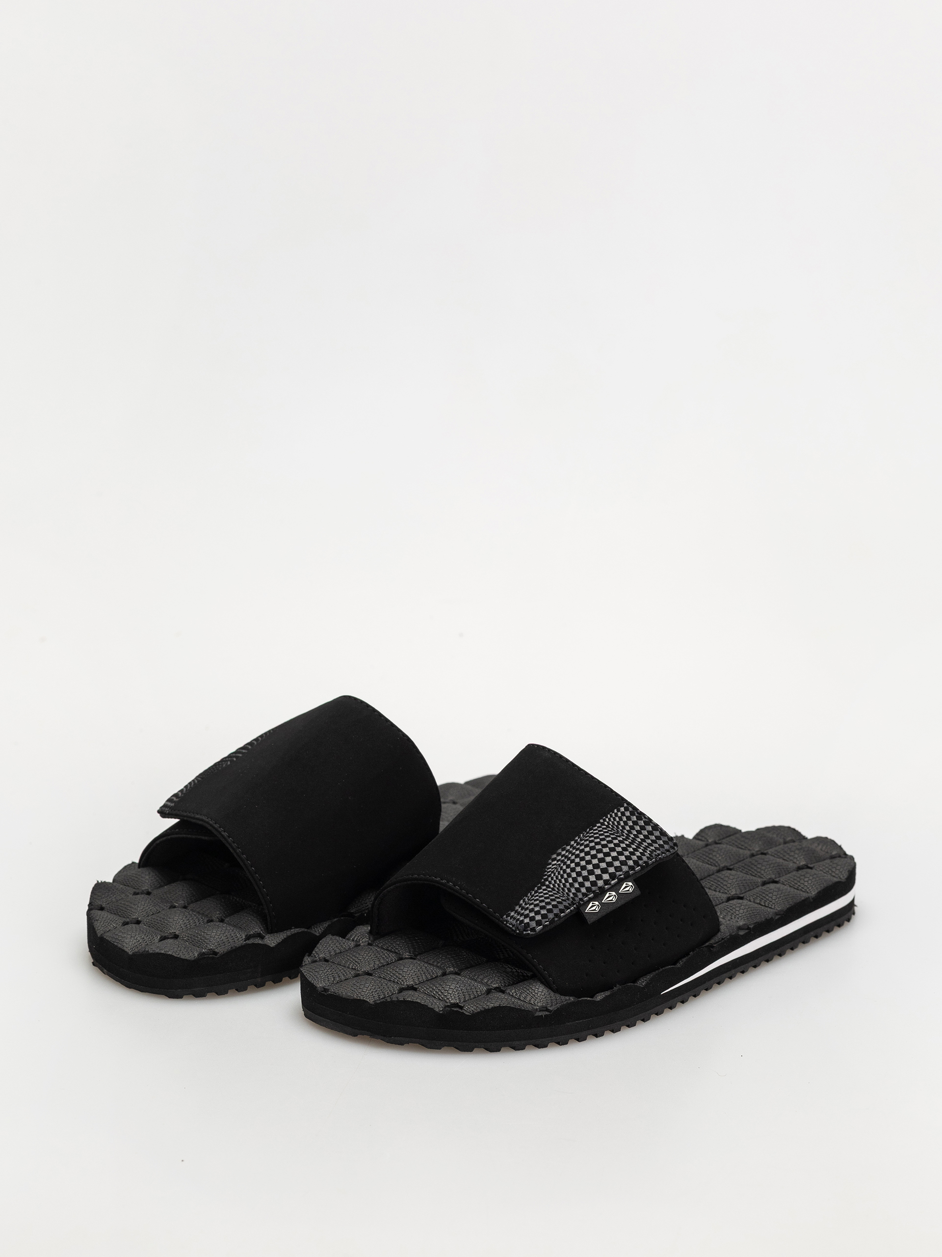 Volcom Recliner Slide Flip Flops (black white)