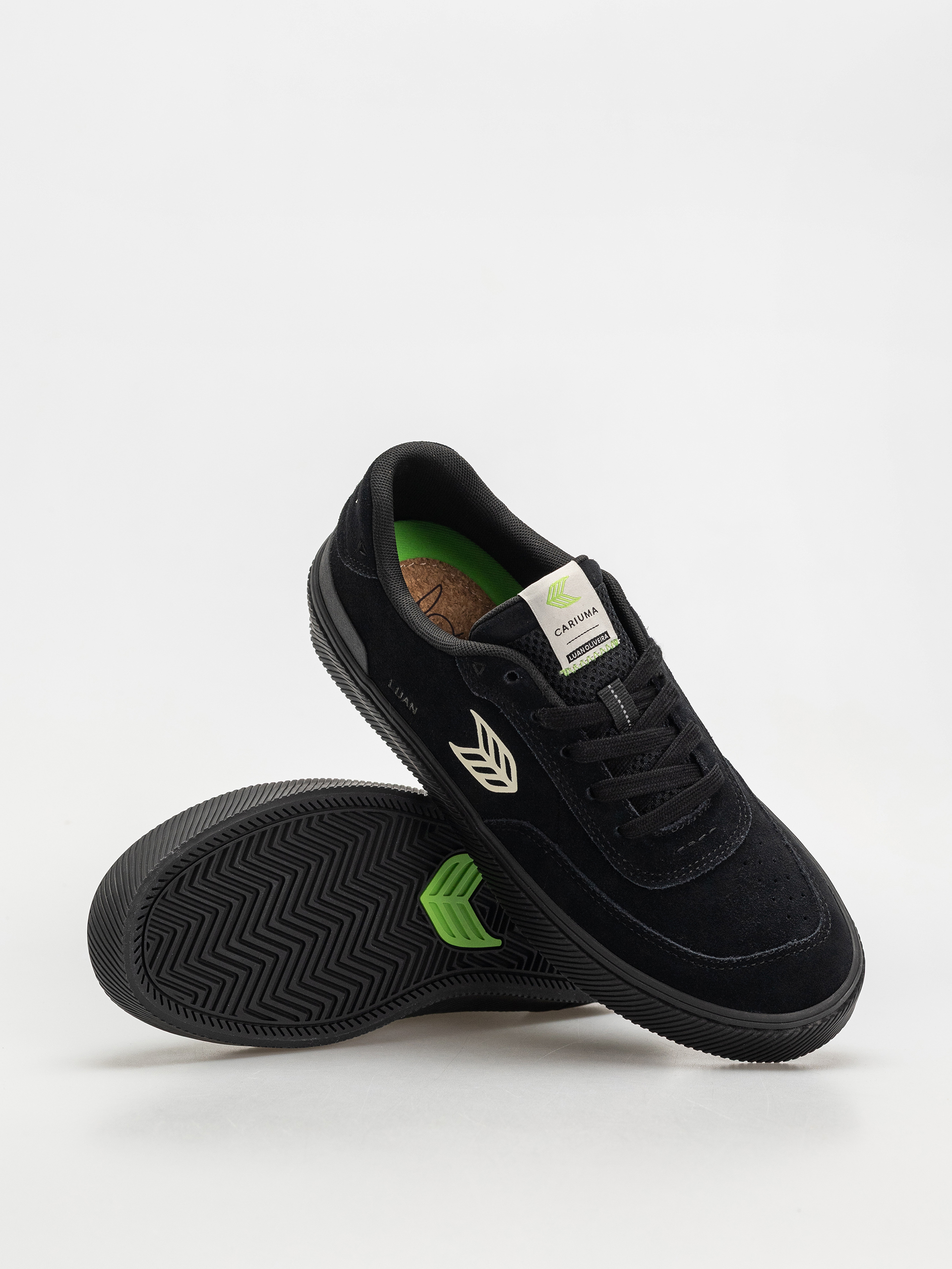 Cariuma Luan Pro Shoes (all black suede ivory logo)