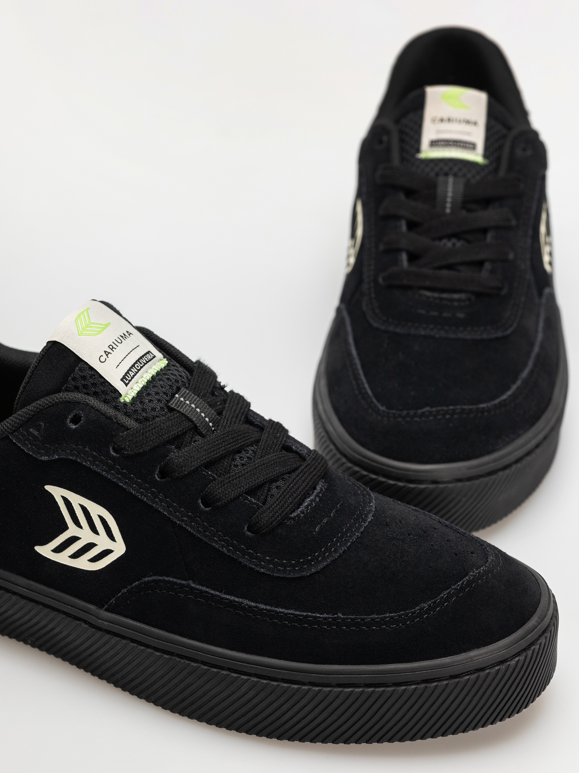 Cariuma Luan Pro Shoes (all black suede ivory logo)