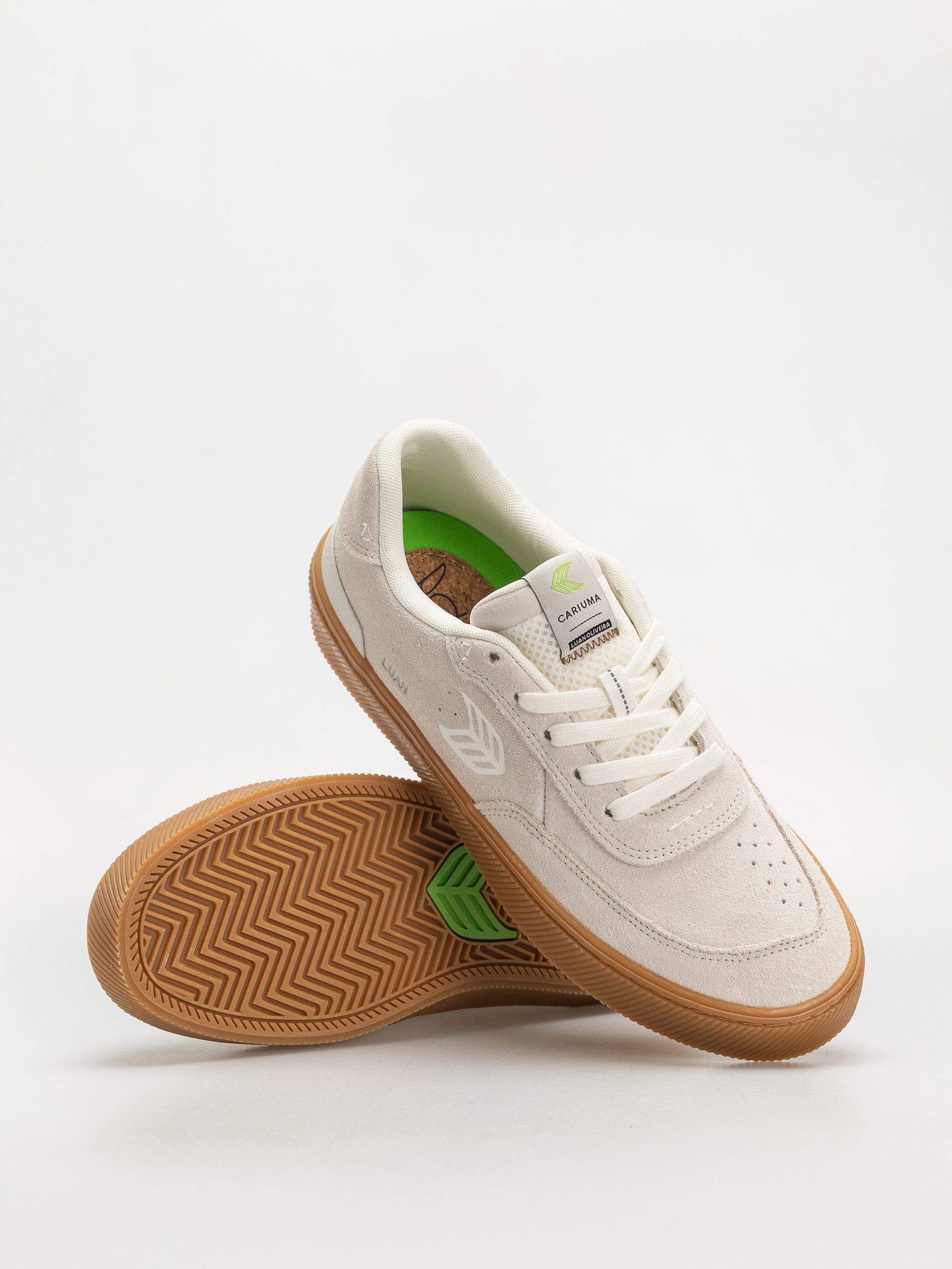 Cariuma Luan Pro Shoes (gum smoke white suede off white logo)