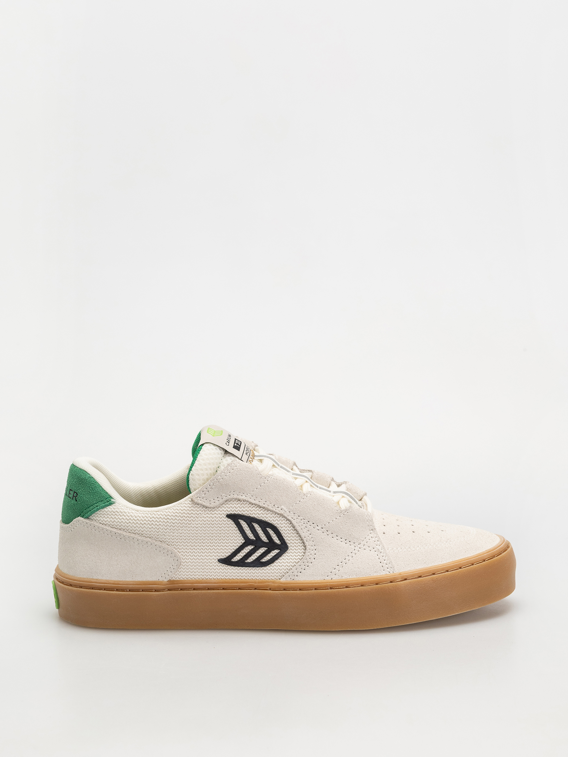 Cariuma T20 Pro Schuhe (gum smoke white suede and mesh black logo green)