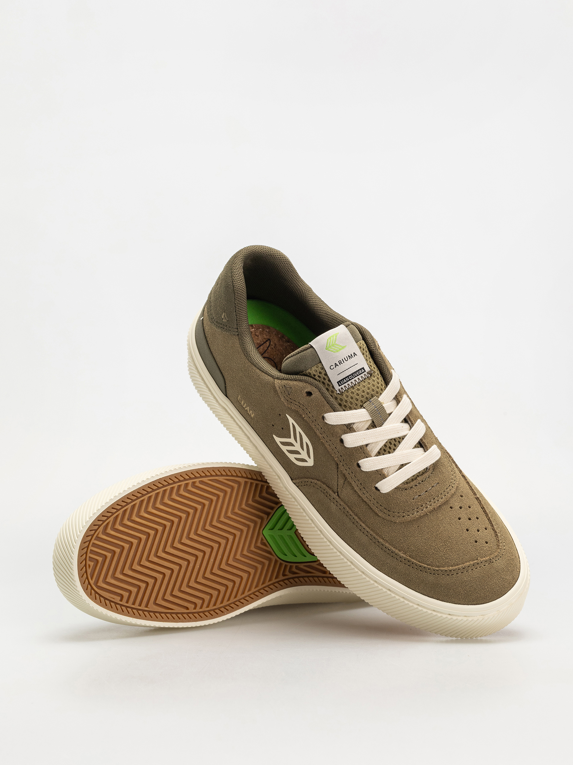 Cariuma Luan Pro Schuhe (olive green suede ivory logo burnt olive)