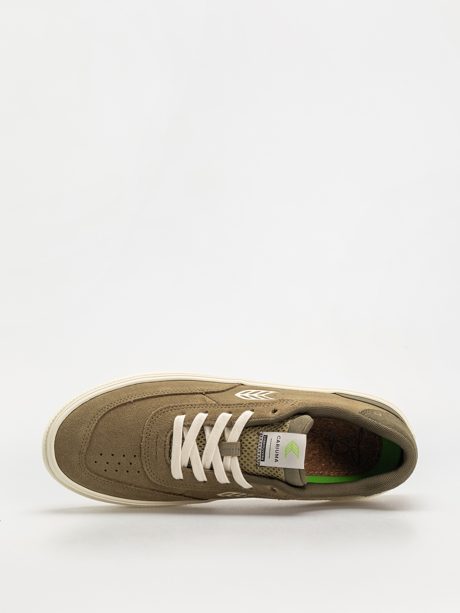 Cariuma Luan Pro Shoes (olive green suede ivory logo burnt olive)
