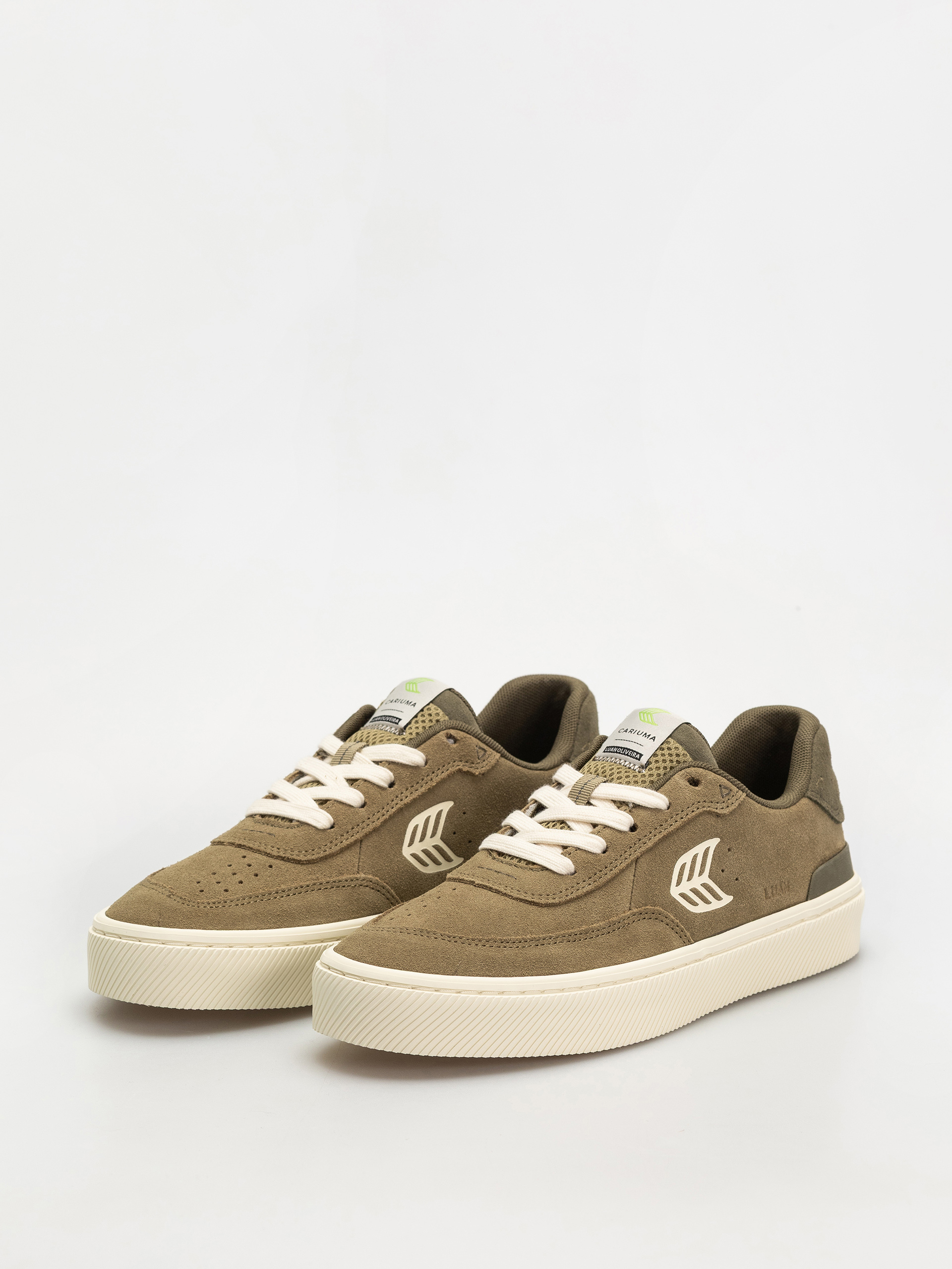 Cariuma Luan Pro Shoes (olive green suede ivory logo burnt olive)
