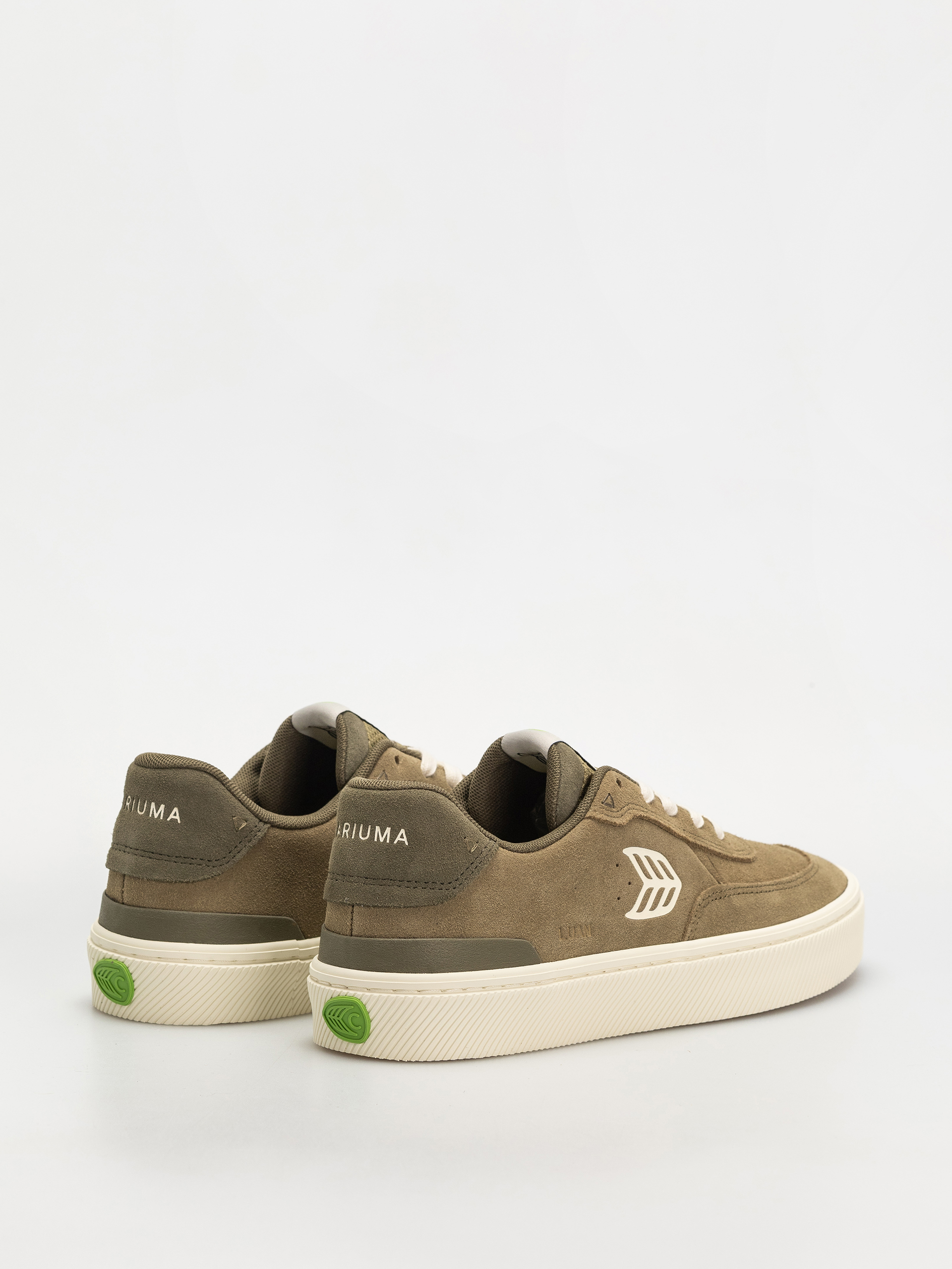 Cariuma Luan Pro Shoes (olive green suede ivory logo burnt olive)