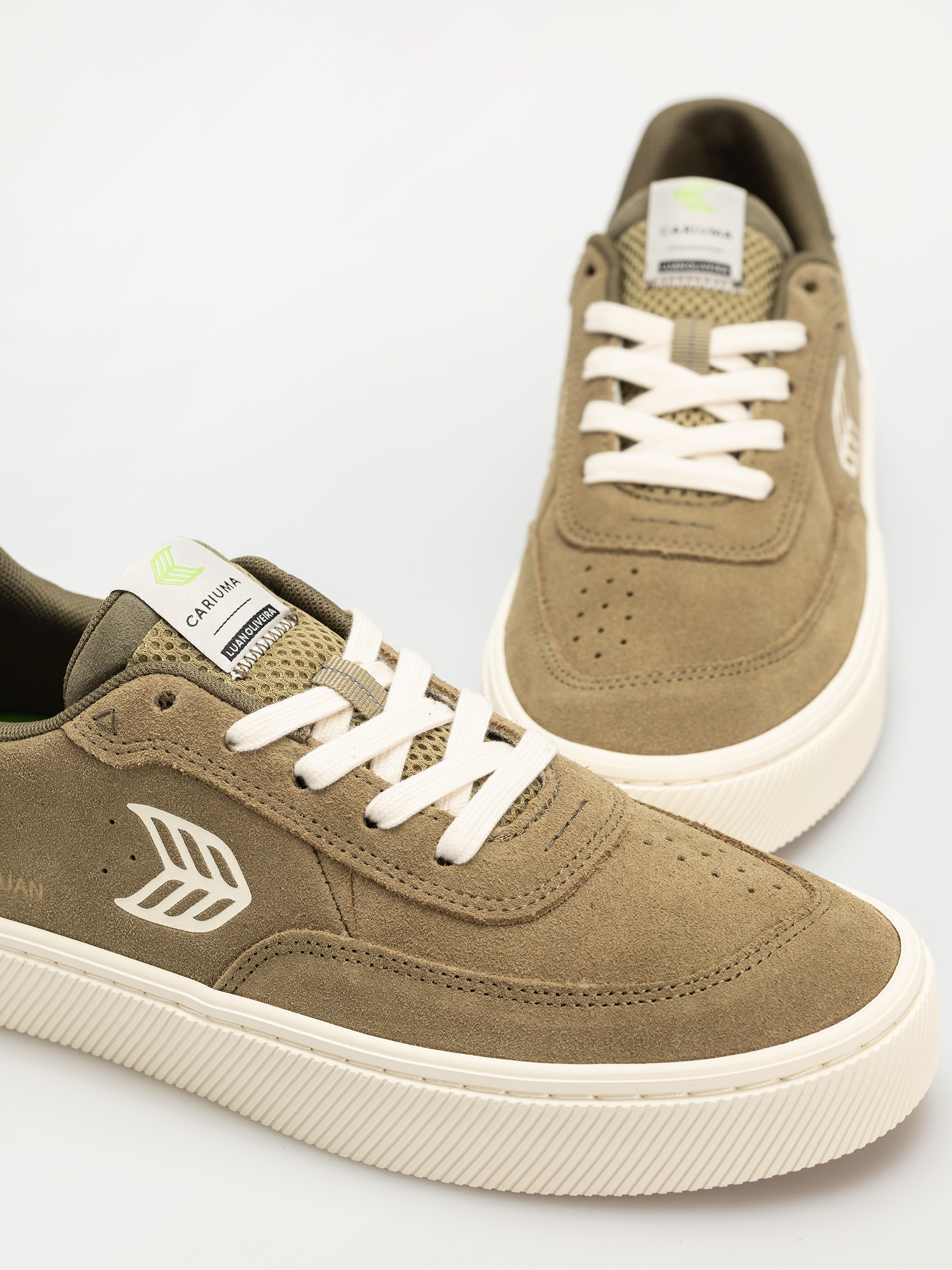 Cariuma Luan Pro Shoes (olive green suede ivory logo burnt olive)