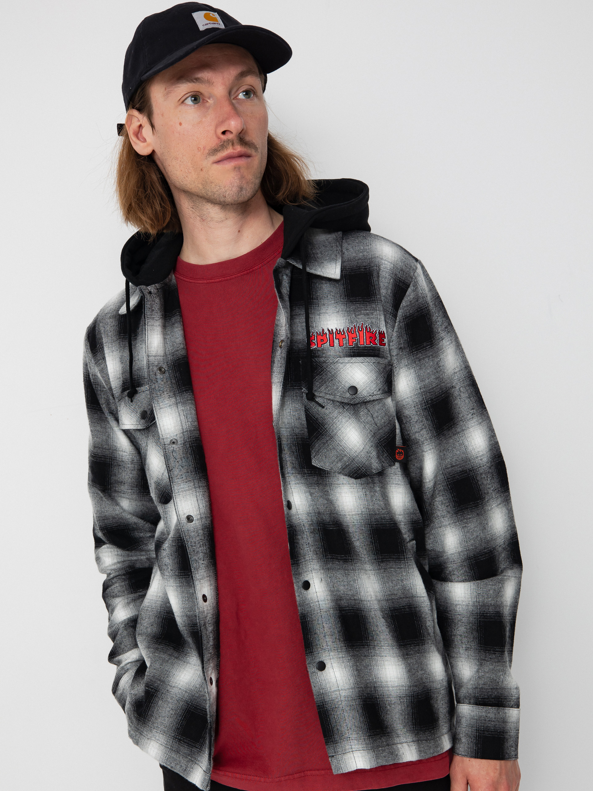 Spitfire Demonseed Hooded Flannel Hemd (black/white/multi color embroideries)