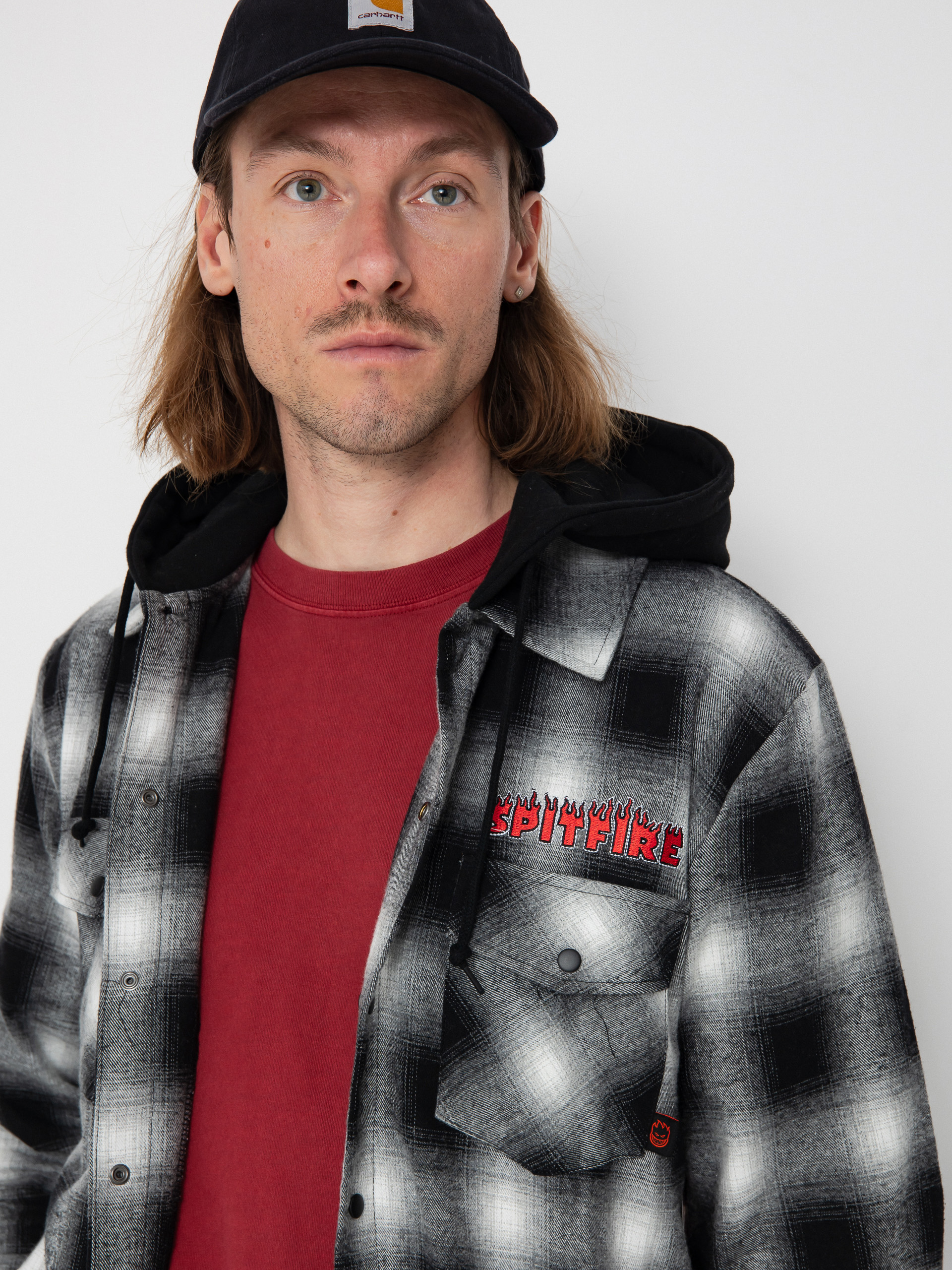 Spitfire Demonseed Hooded Flannel Hemd (black/white/multi color embroideries)