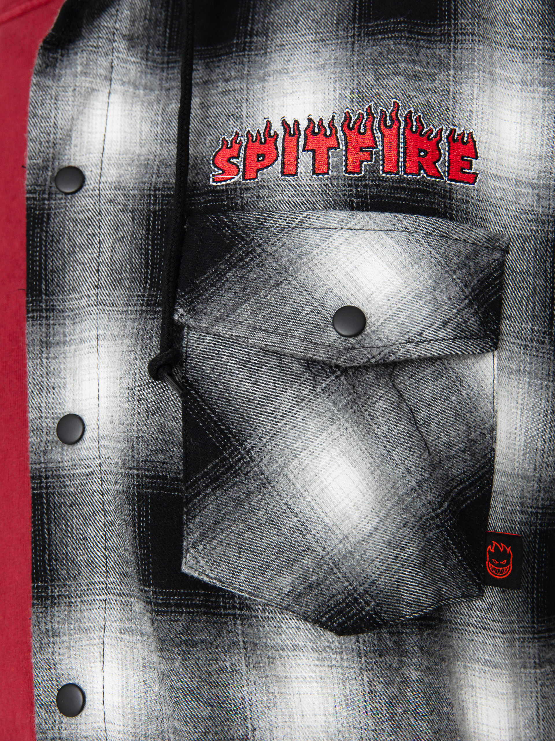 Spitfire Demonseed Hooded Flannel Shirt (black/white/multi color embroideries)