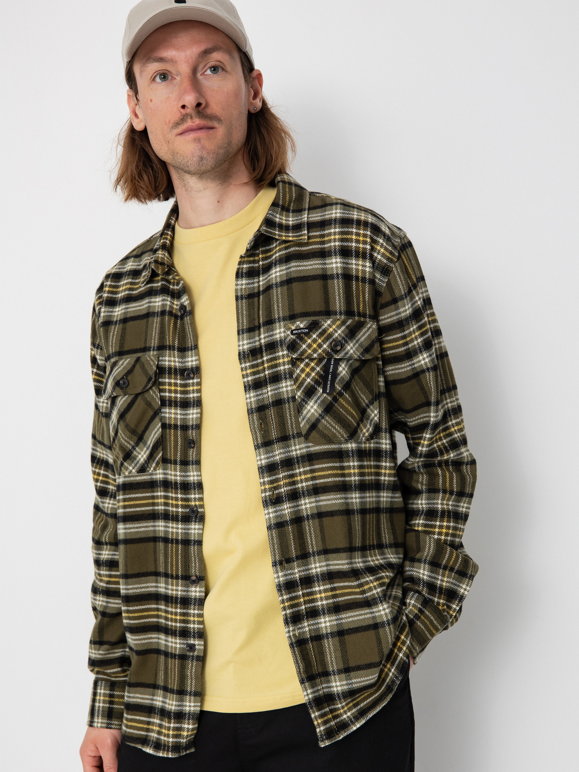 Brixton Bowery Flannel Shirt (ivy green/olive surplus/black)
