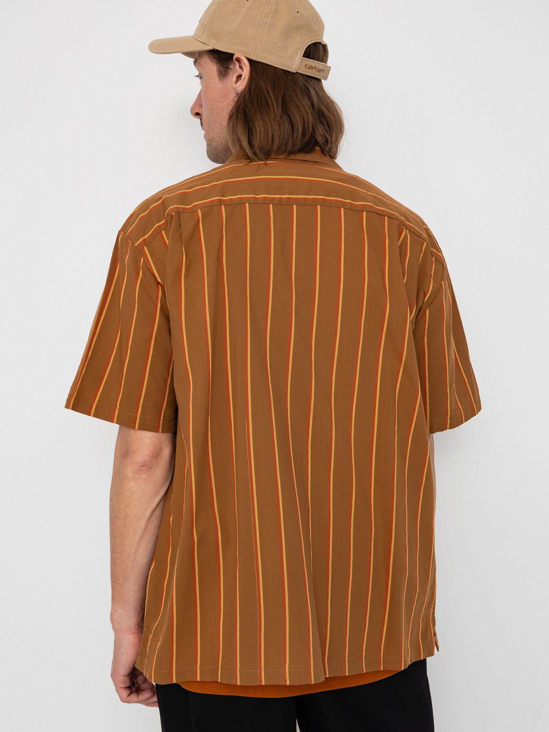 Brixton Cru Stripe Hemd (washed copper/burnt red/sunset)