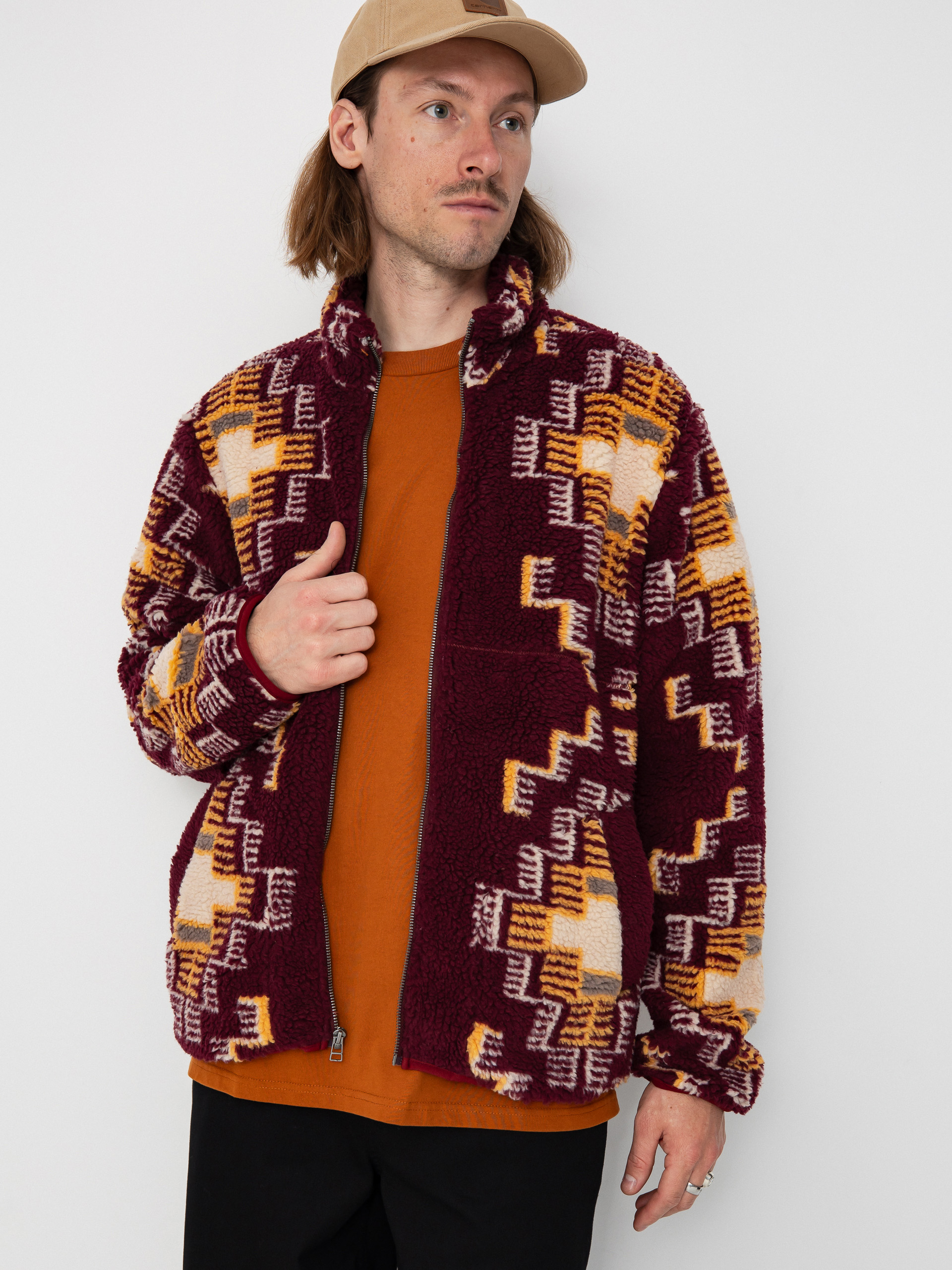 Brixton Arctic Fleece Mock Neck Jacket (light cabernet)
