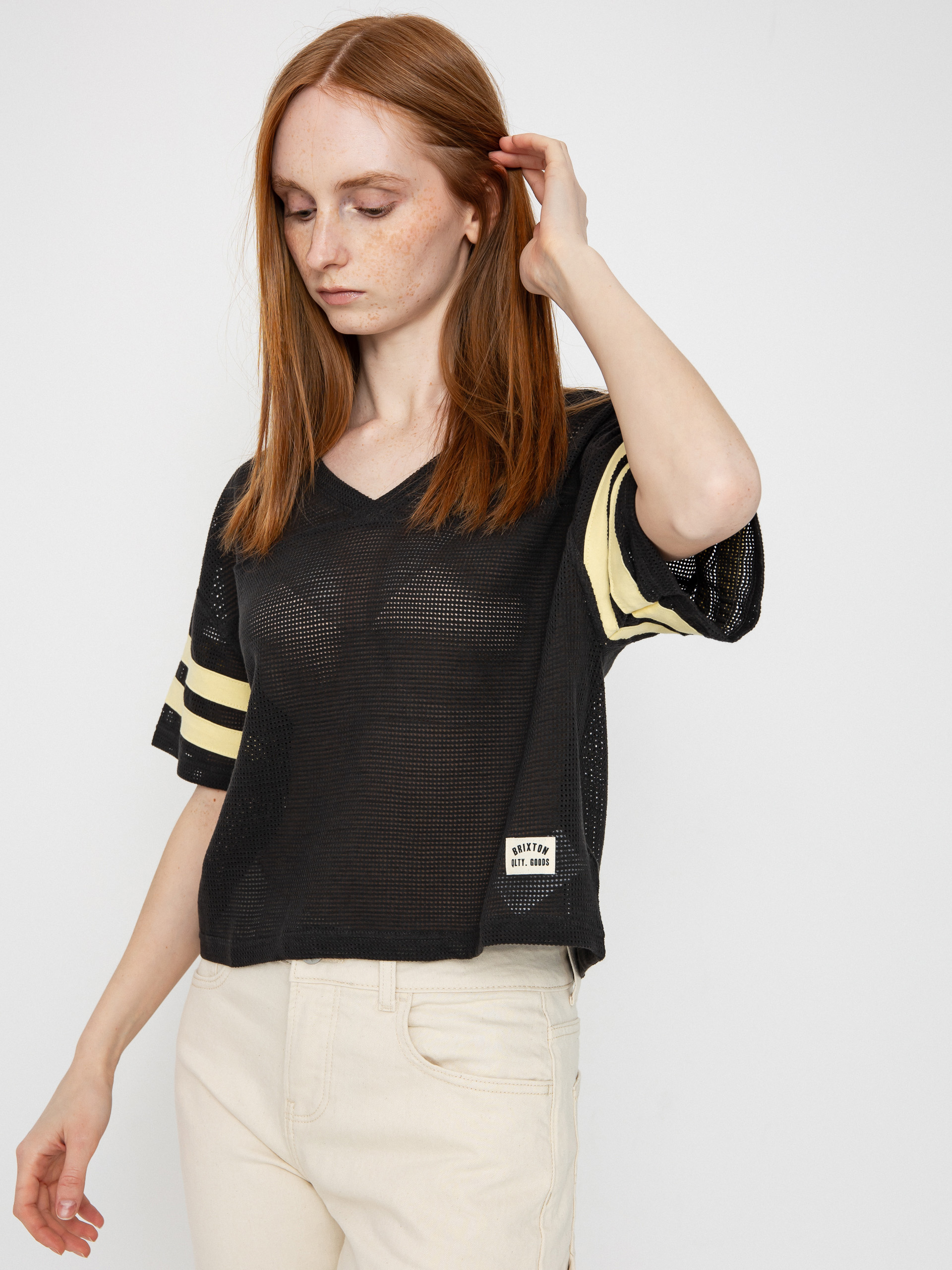 Brixton Varsity Football Mesh Wmn T-Shirt (washed black)