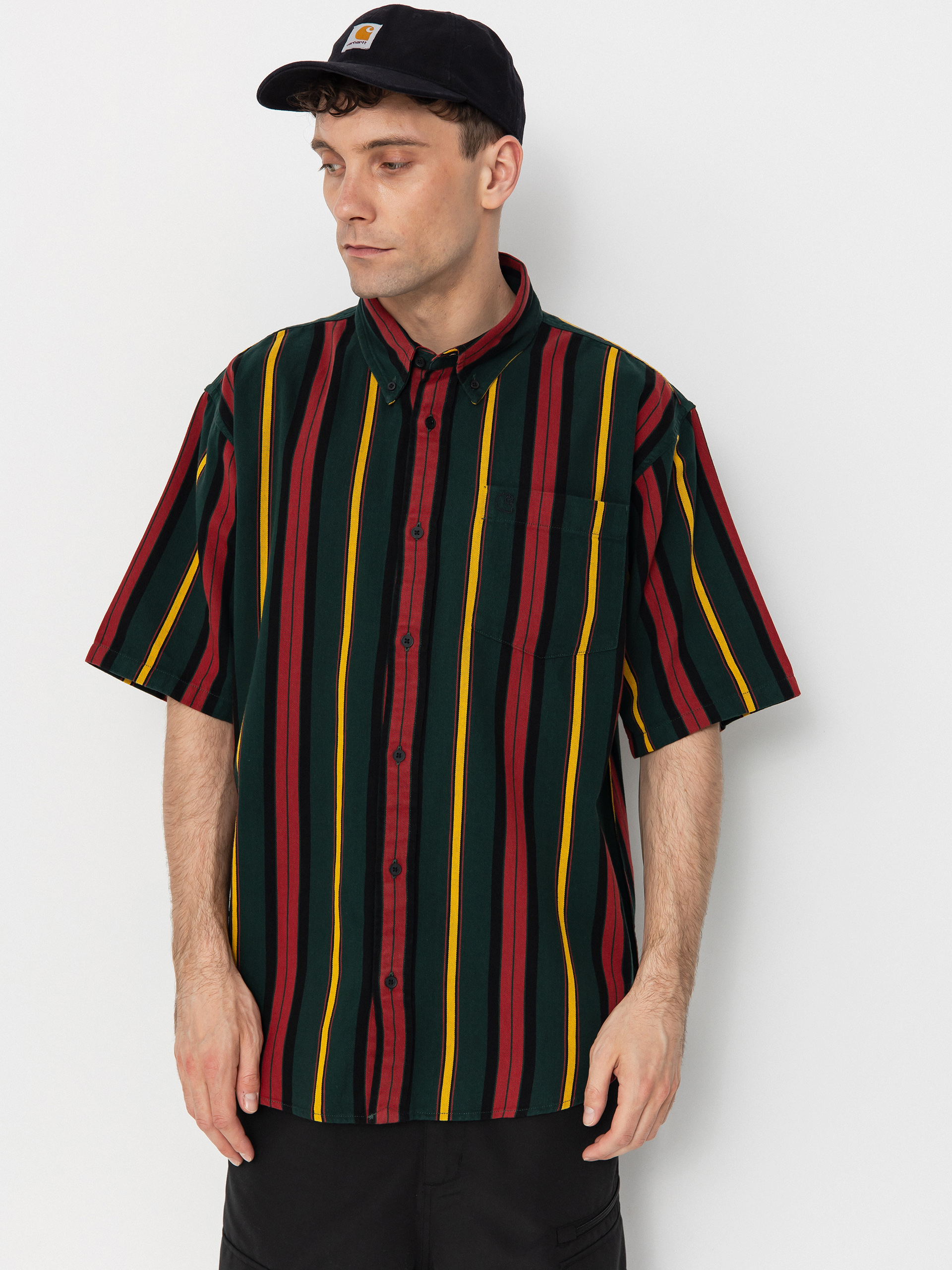Carhartt WIP Jarrell Shirt (jarrell stripe/conifer/black)