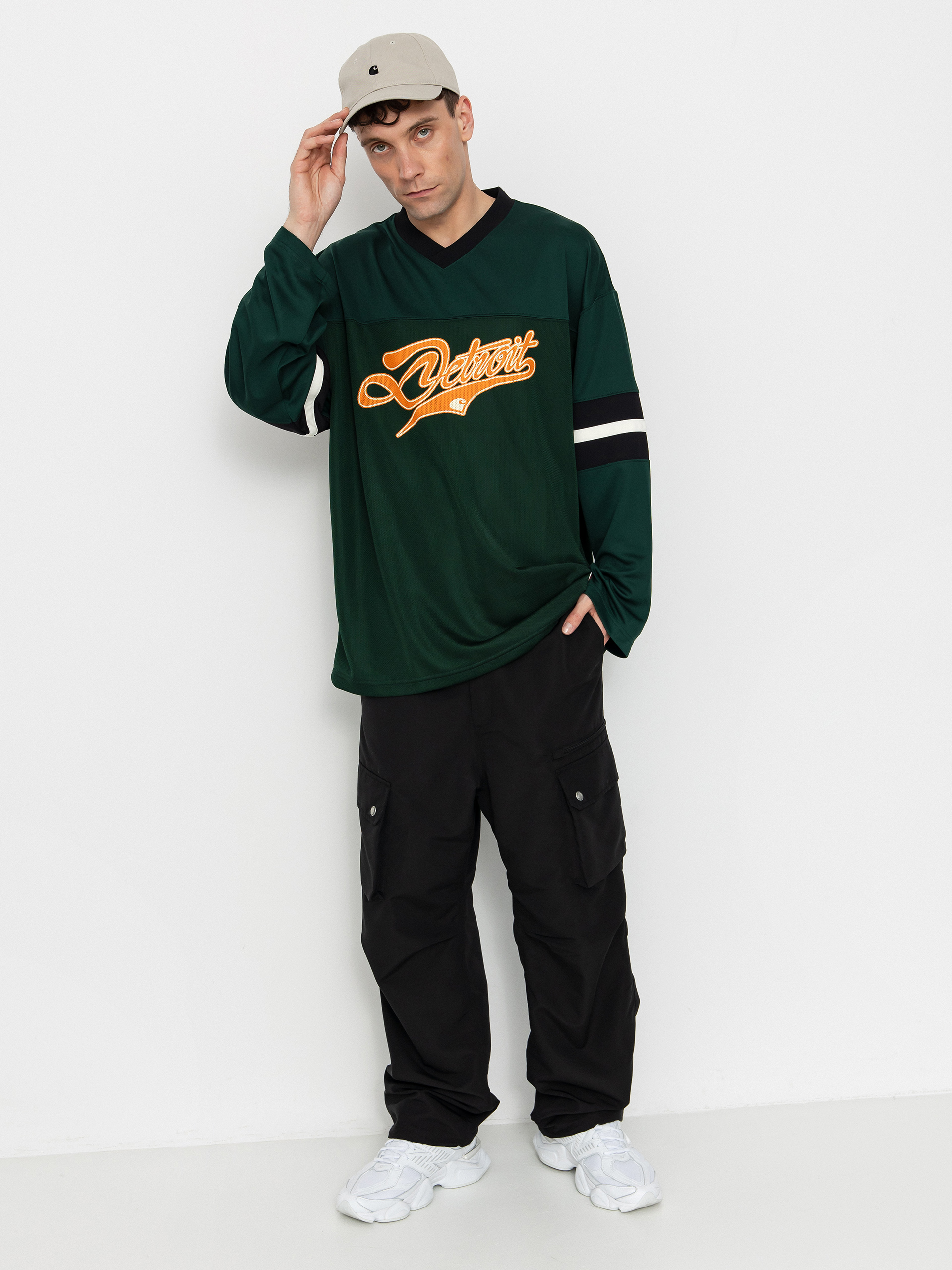★CARHARTT★ L/S DETROIT MESH T-SHIRT L/S Detroit Mesh T-Shirt - Black/Conifer/Wax – Feature