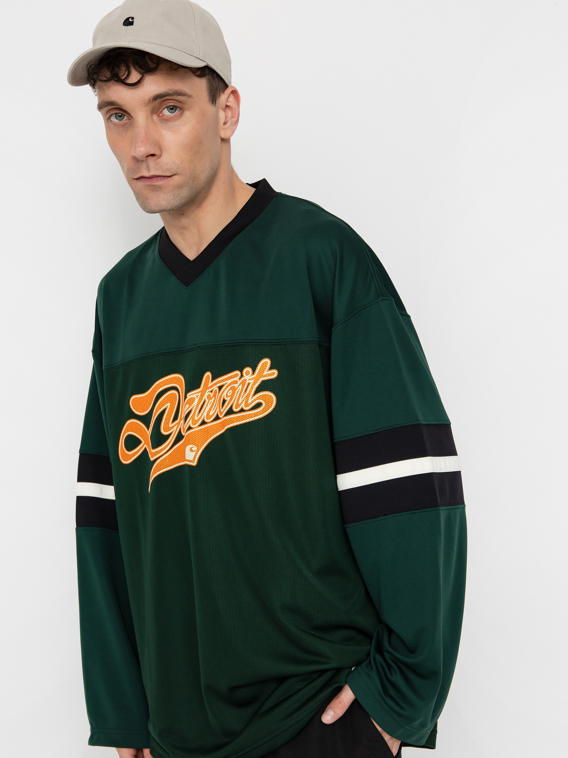 Carhartt WIP Detroit Mesh Longsleeve - green (conifer/black/wax)