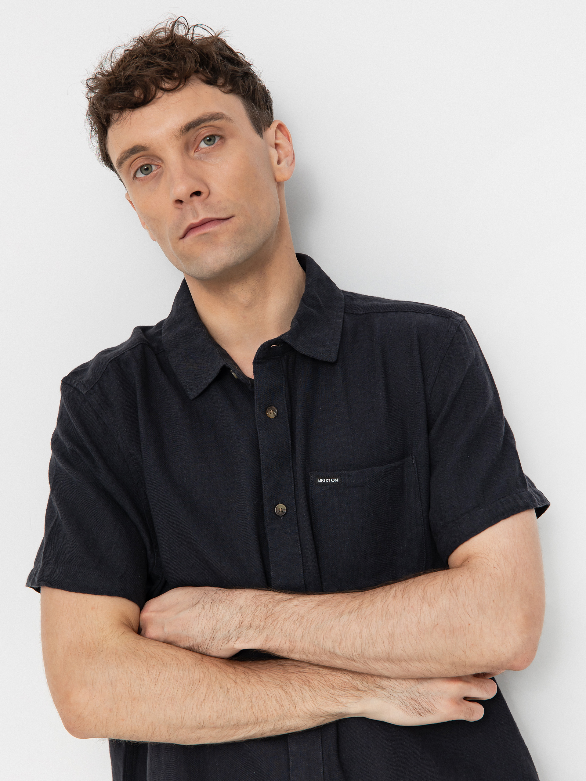 Brixton Charter Org Cttn Shirt (washed black)