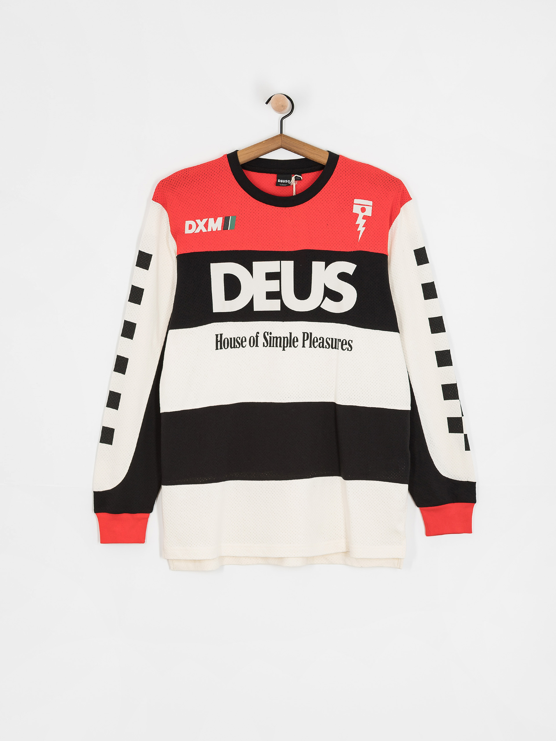 Deus Ex Machina T-Shirt Vilander Moto Jersey - white, red (valiant