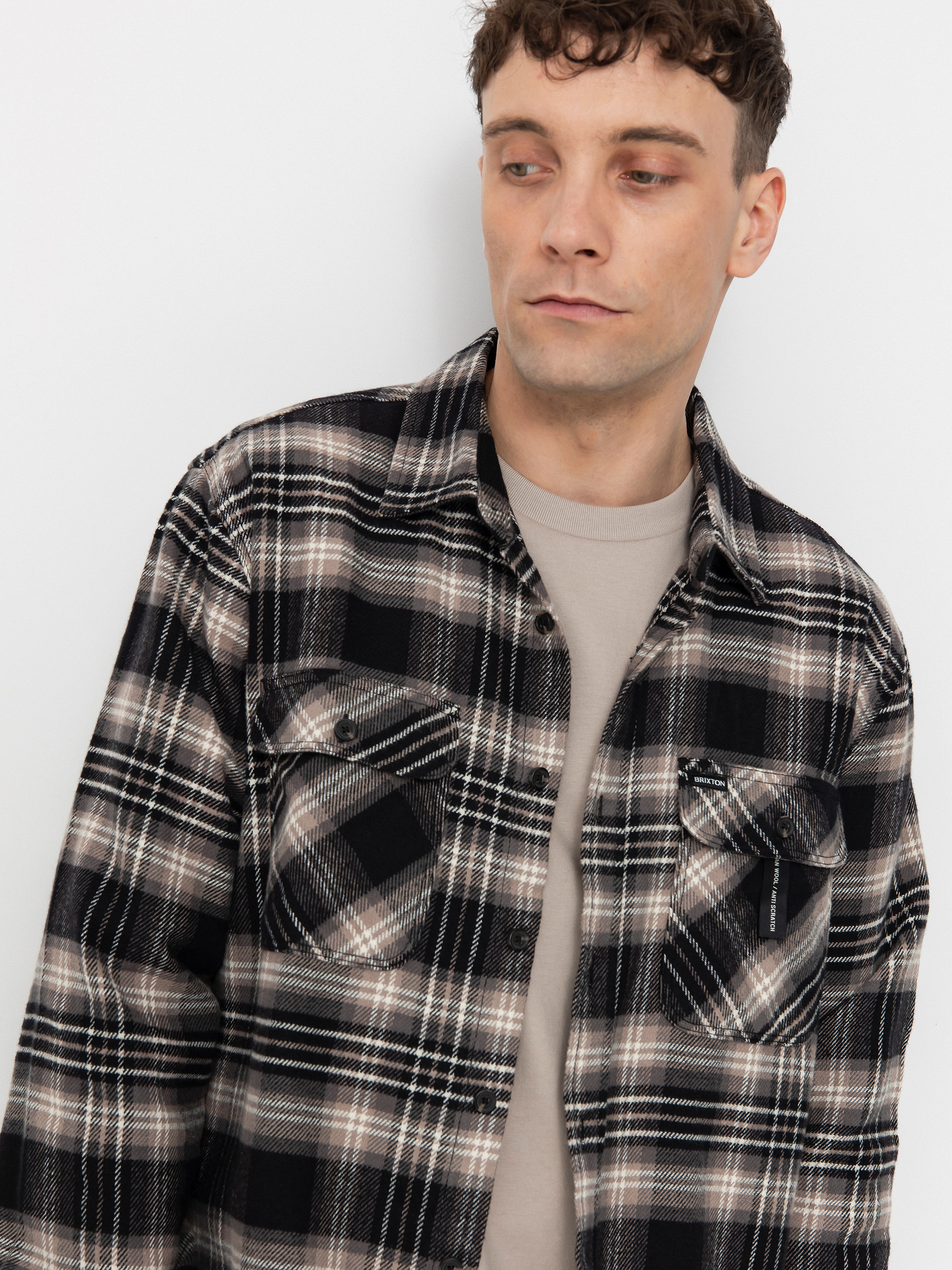 Brixton Bowery Flannel Hemd (black/charcoal/beige)