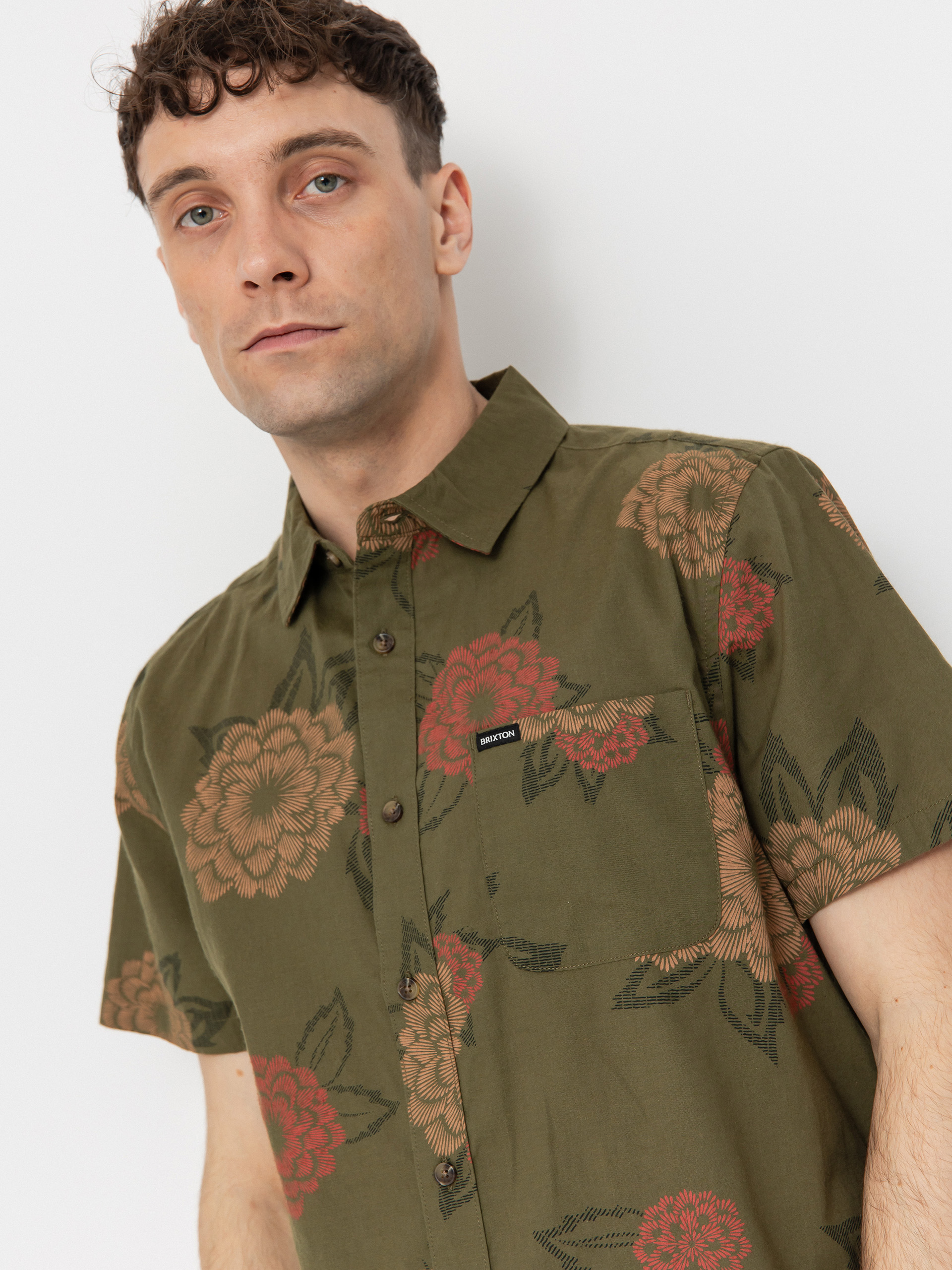Brixton Charter Print Shirt (ivy green/painterly floral)