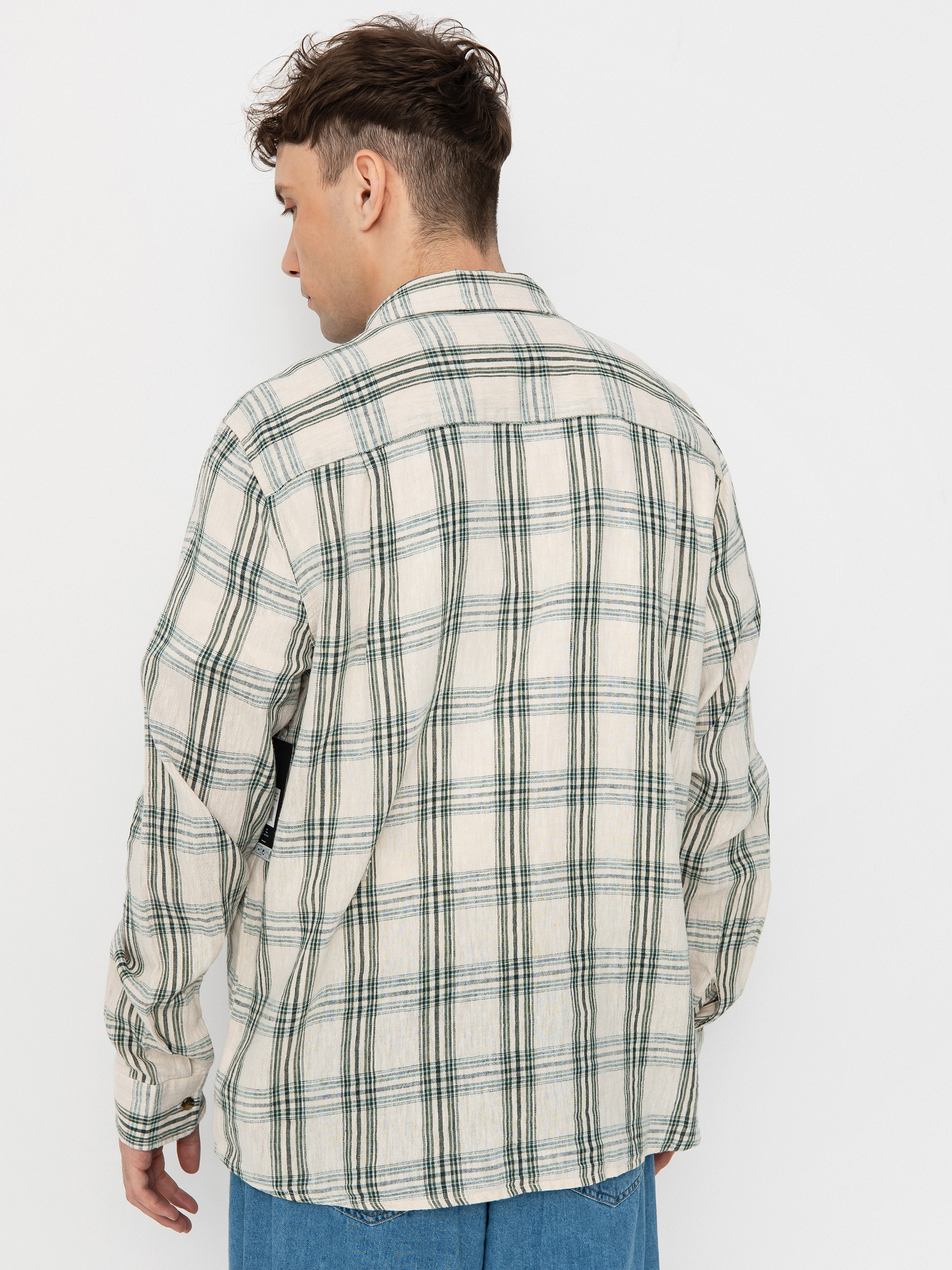 Brixton Charter Linen Blend Ls Hemd (off white/ivy green plaid)