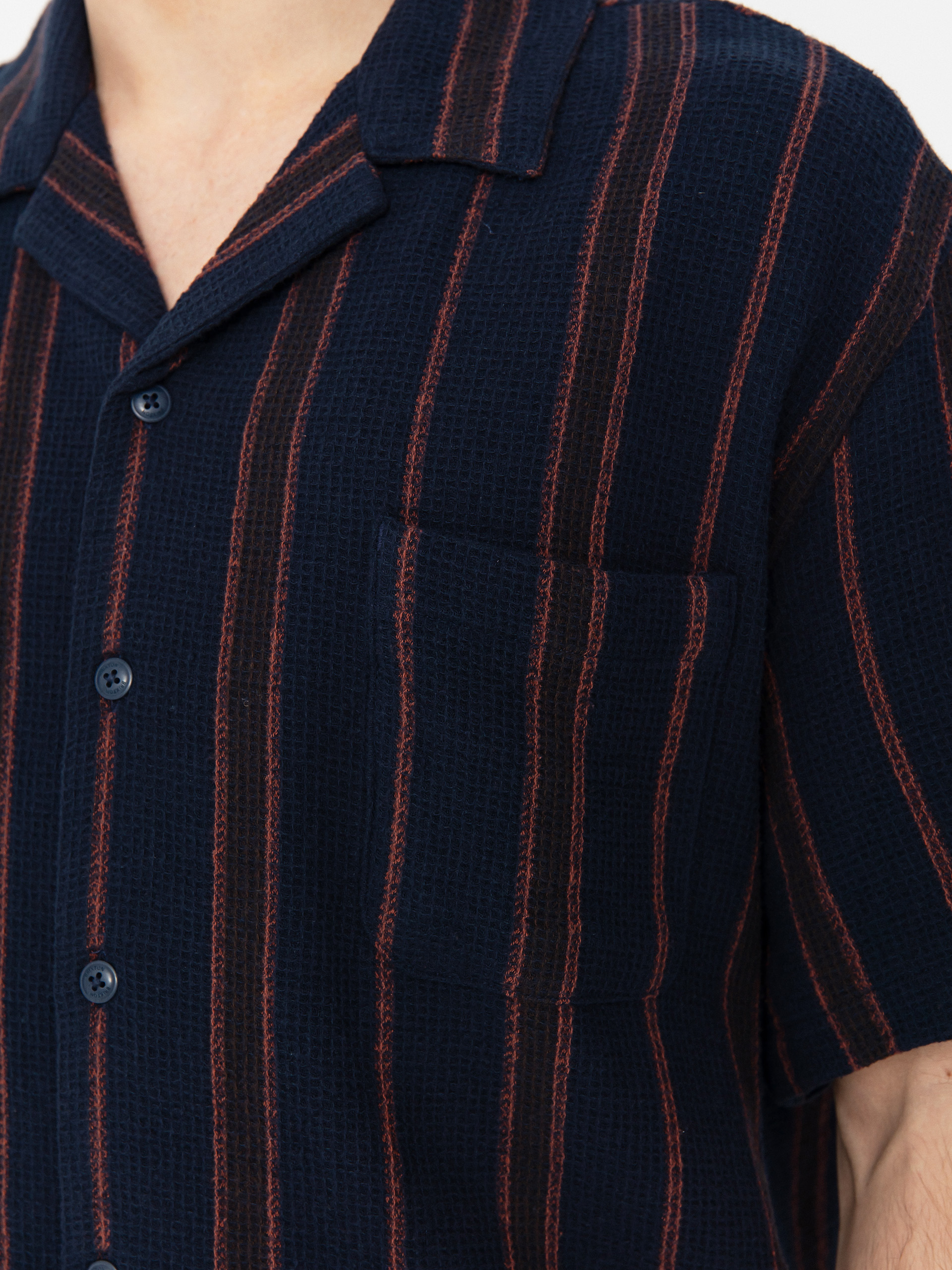 Brixton Bunker Waffle Stripe Hemd (washed navy stripe)