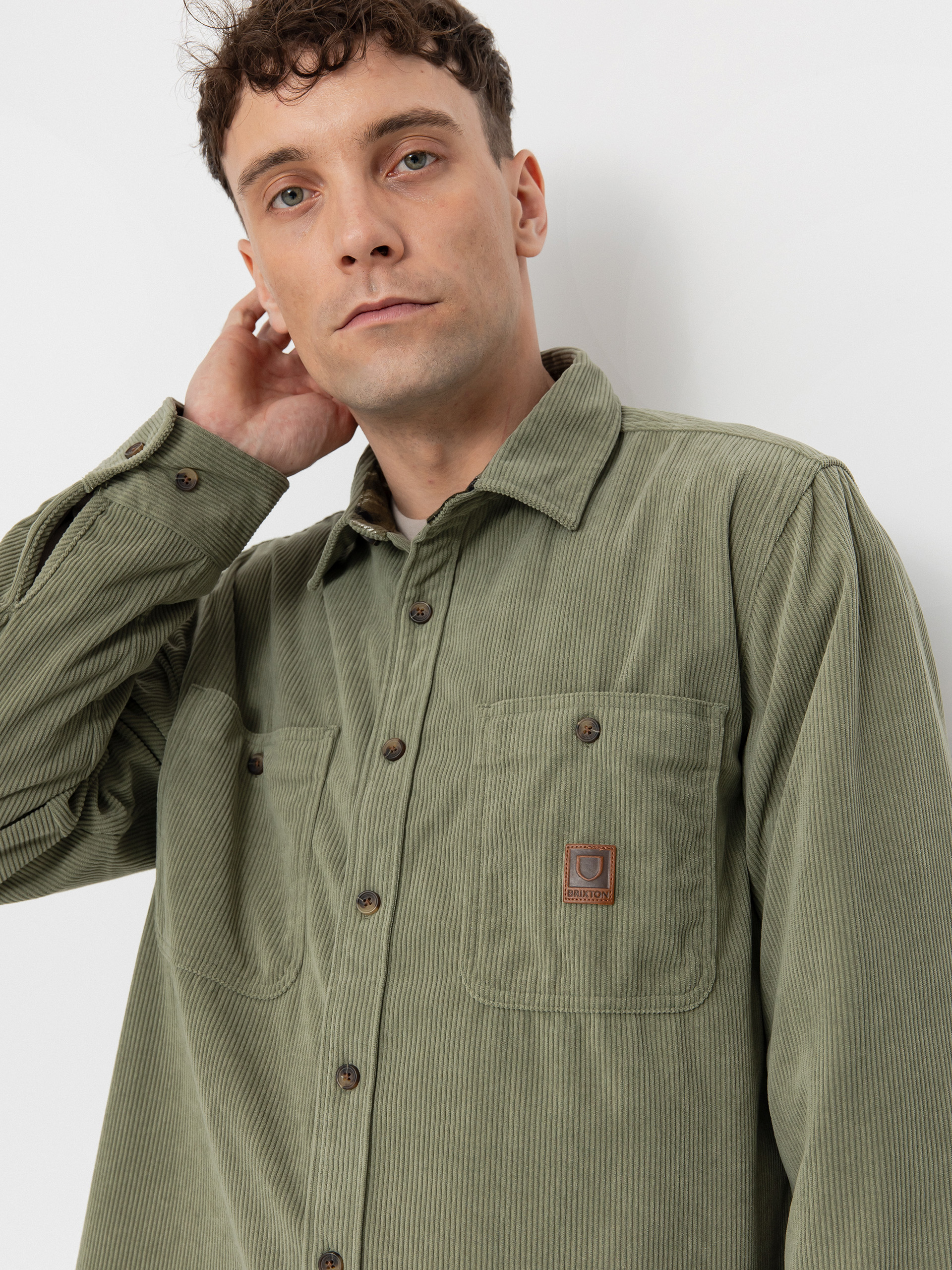 Brixton The Field Corduroy Overshirt Hemd (military olive)
