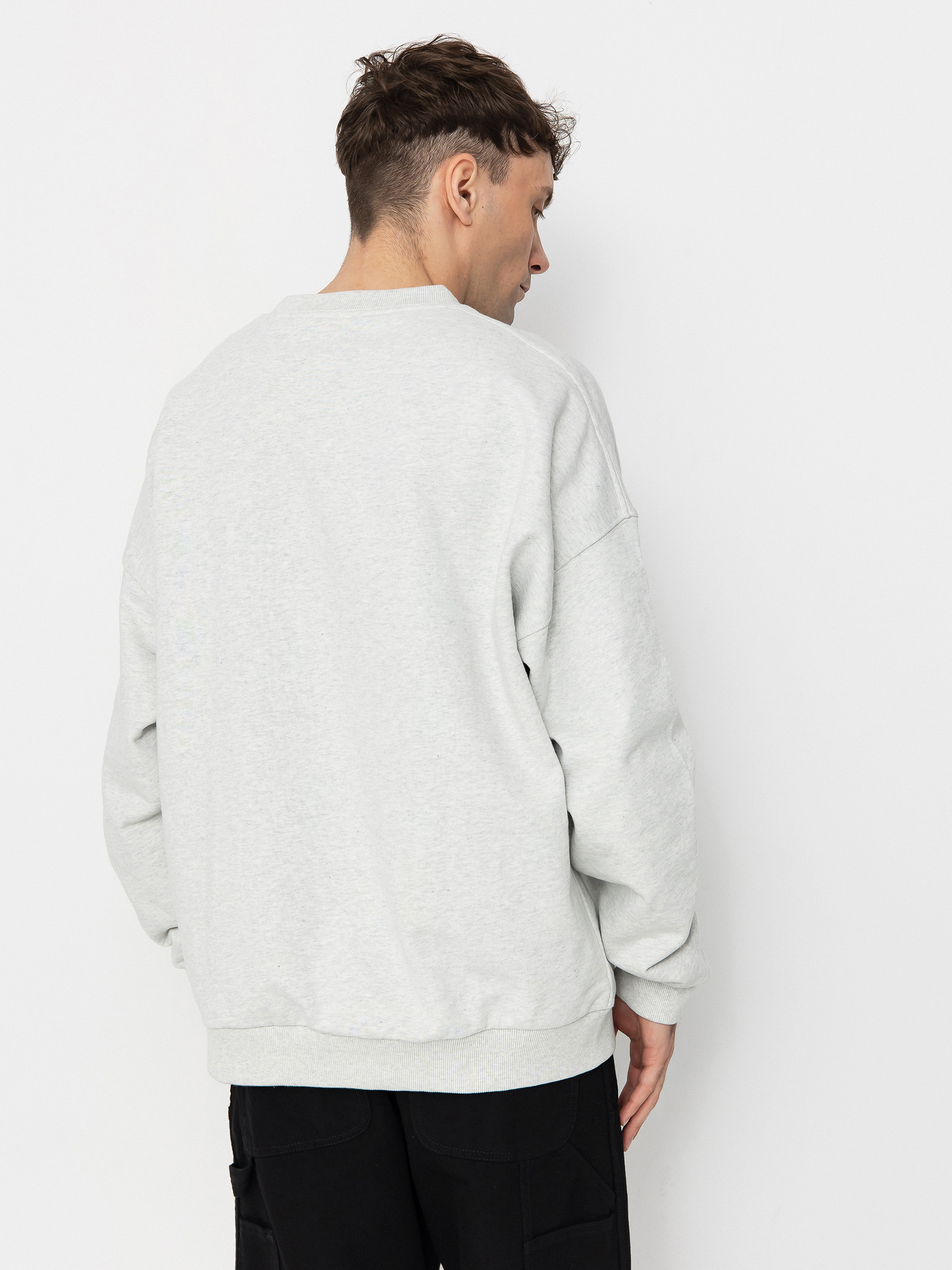 Brixton Embroidered Heavy Weight Crew Sweatshirt (heather grey ash)