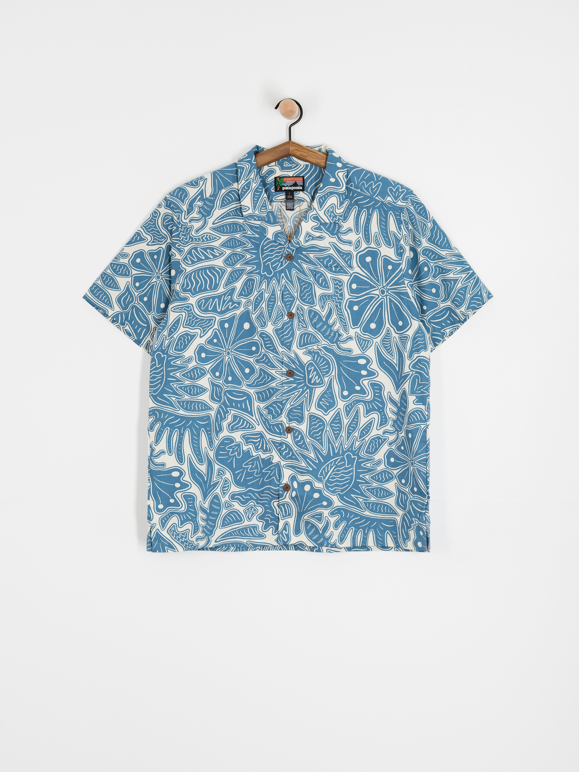 Patagonia Tidal Threads Camp Hemd (bees and flowers/still blue)