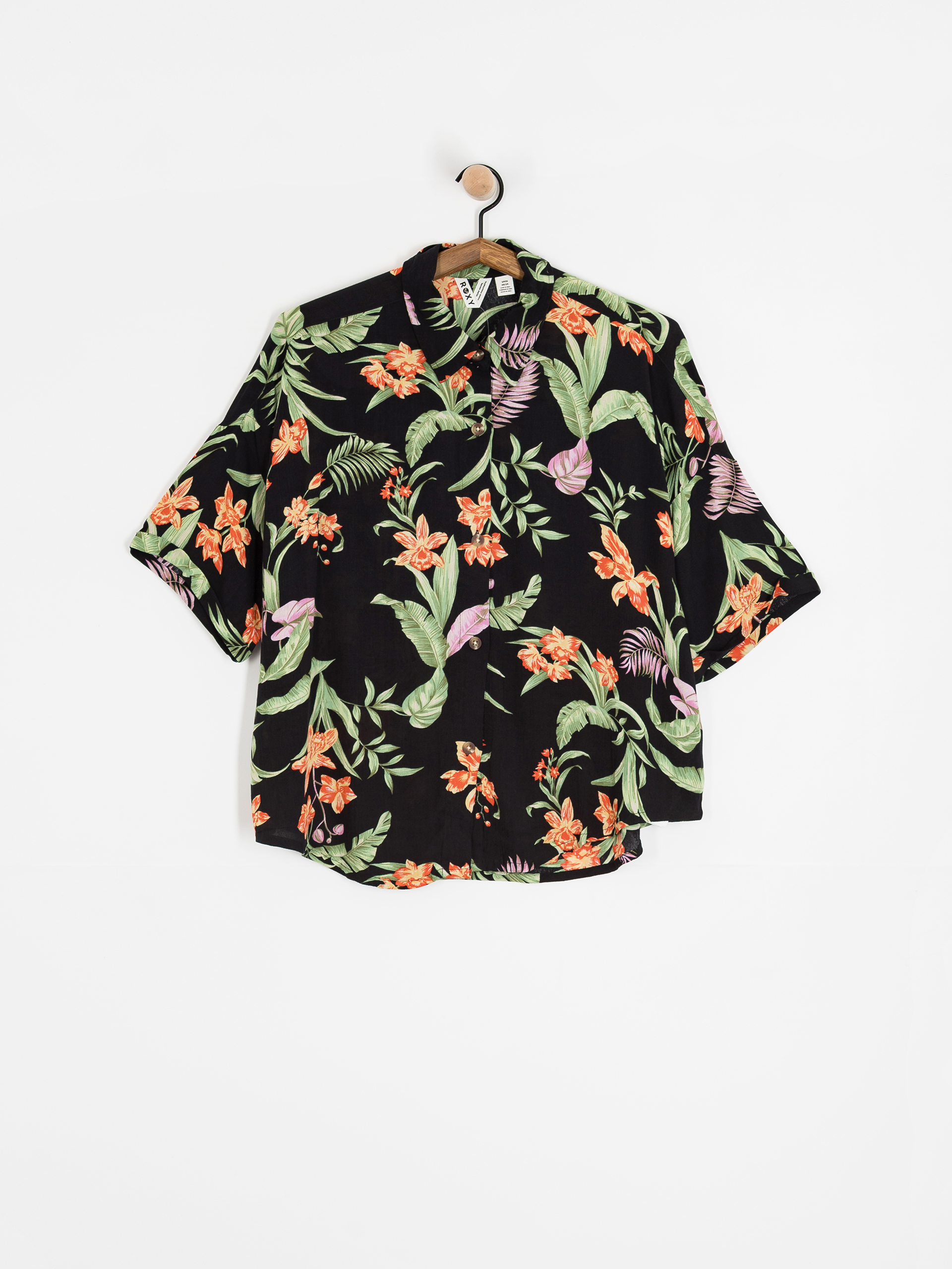 Roxy Beach Nostalgia Crinkle Shirt Wmn (anthracite island escape)