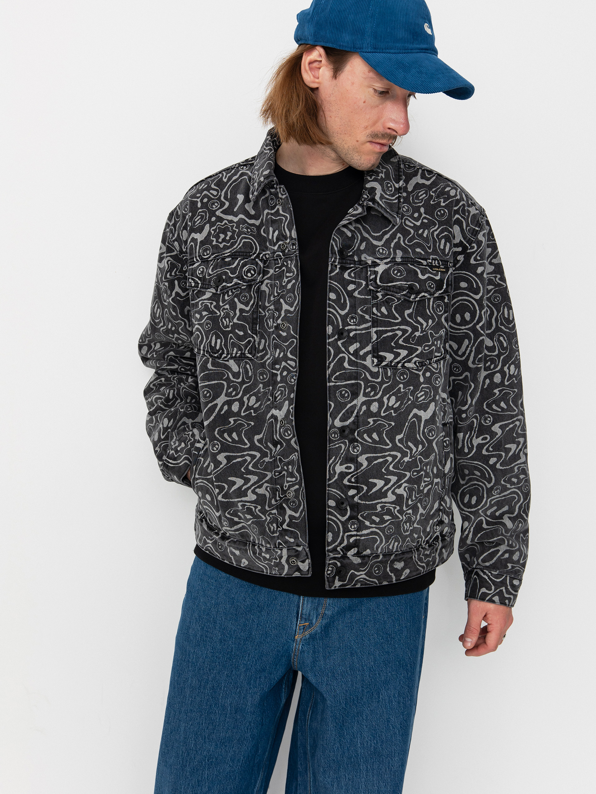 【volcom】half square jacket レギュラーサイズ Volcom Jacket Fa F Rygalski - grey (black print)