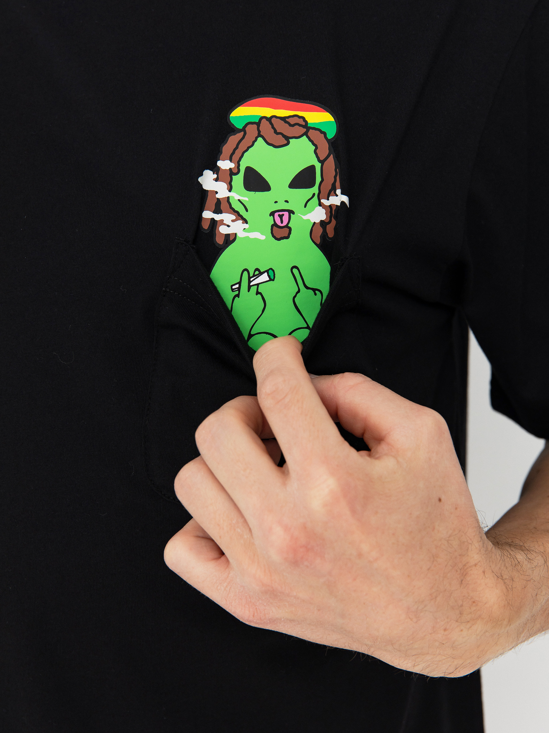 RipNDip T-Shirt Smoking Rasta Alien Pocket (black)