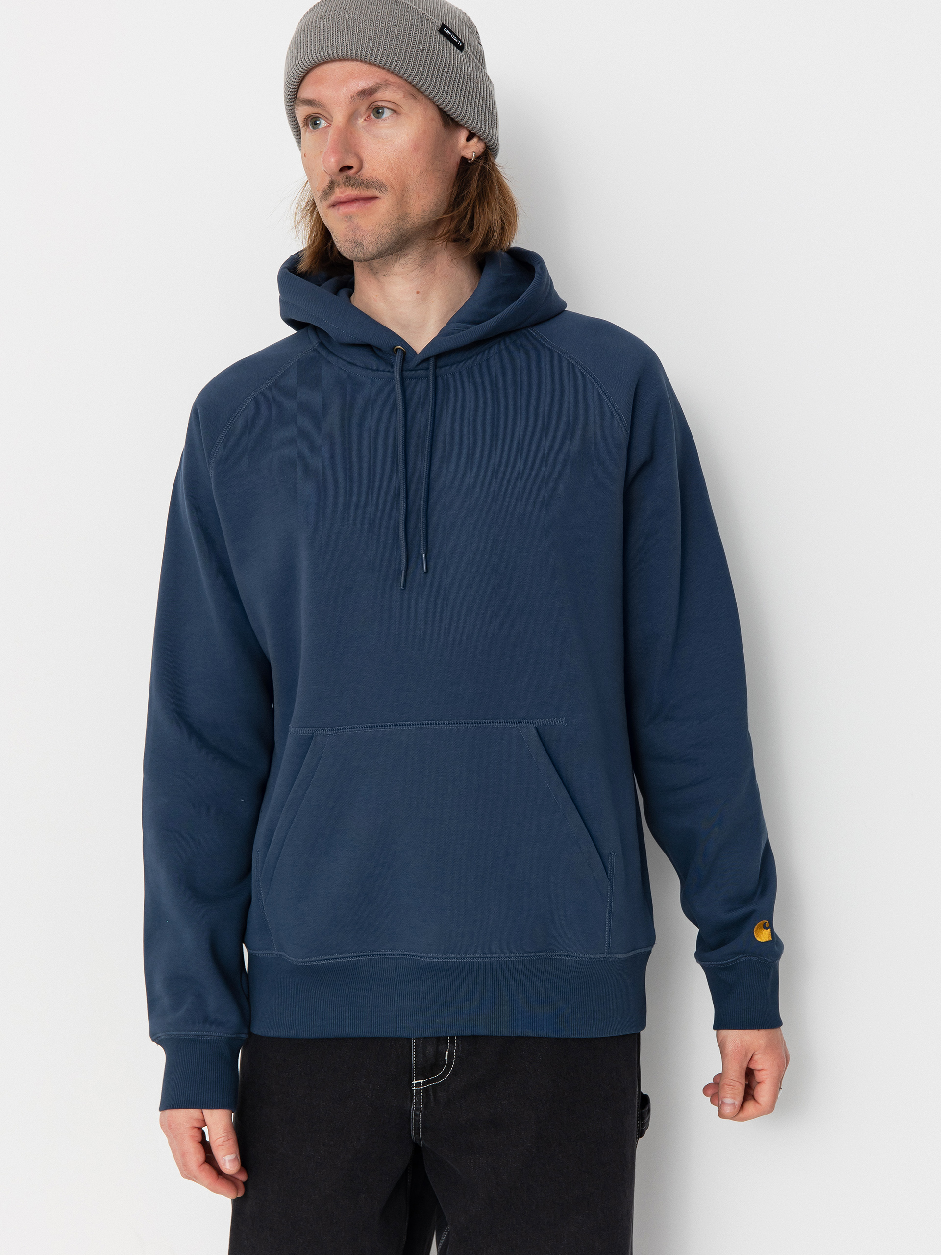 Carhartt WIP Hoodie Chase HD - navy blue (dusky blue/gold)