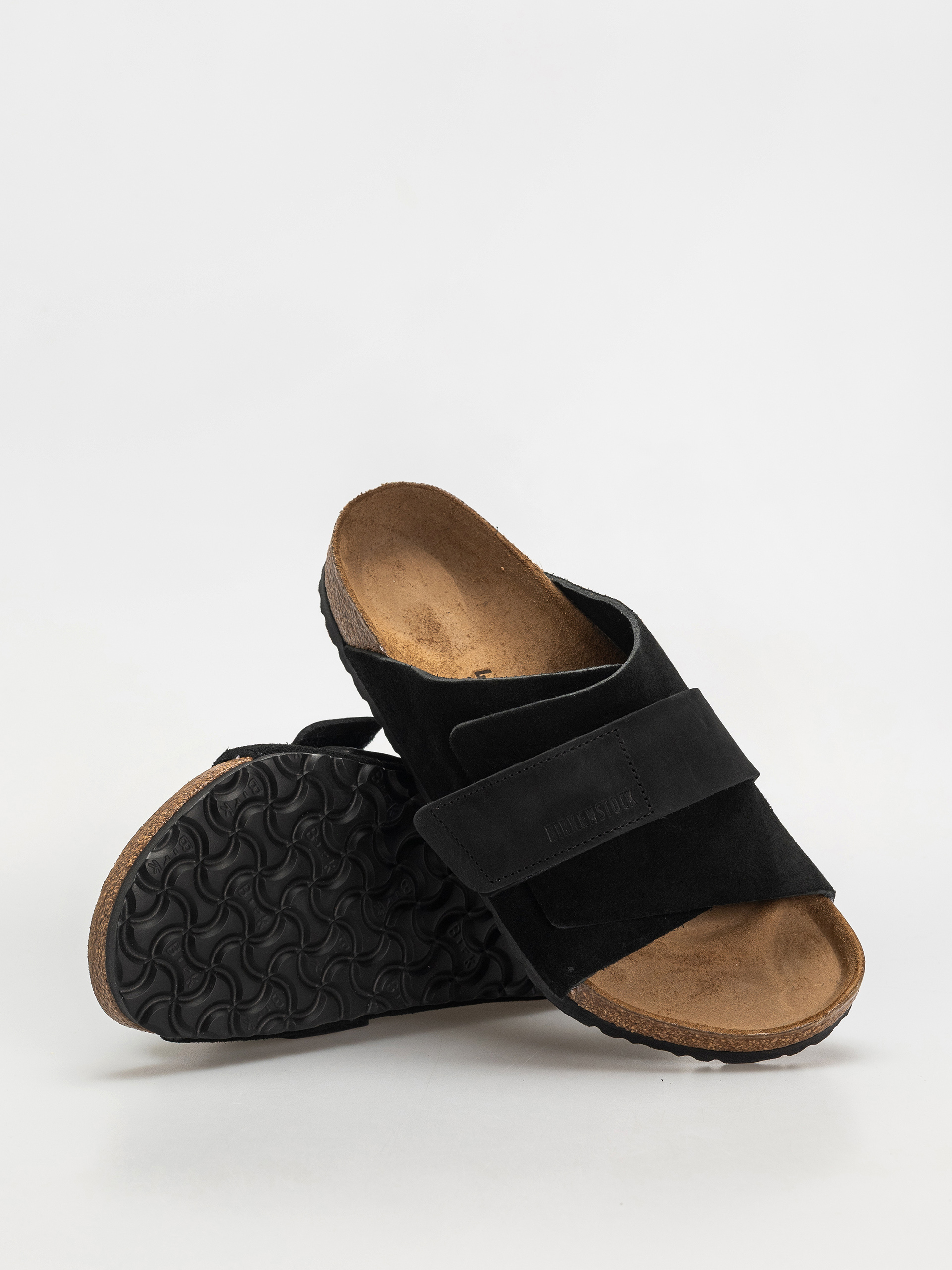 Birkenstock Flip Flops Kyoto Nubuck Suede Leather Regular (black)