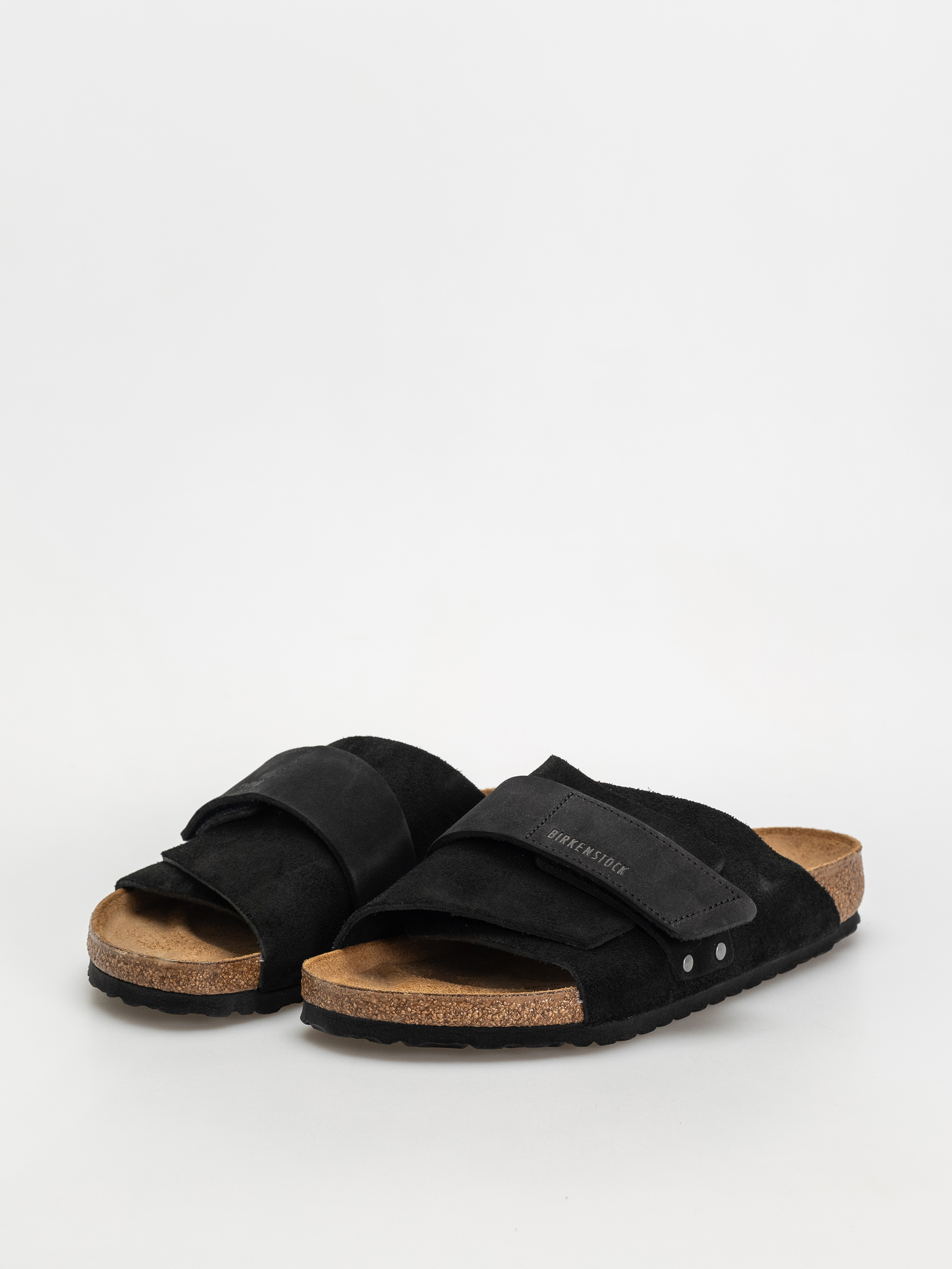 Birkenstock Flip Flops Kyoto Nubuck Suede Leather Regular (black)