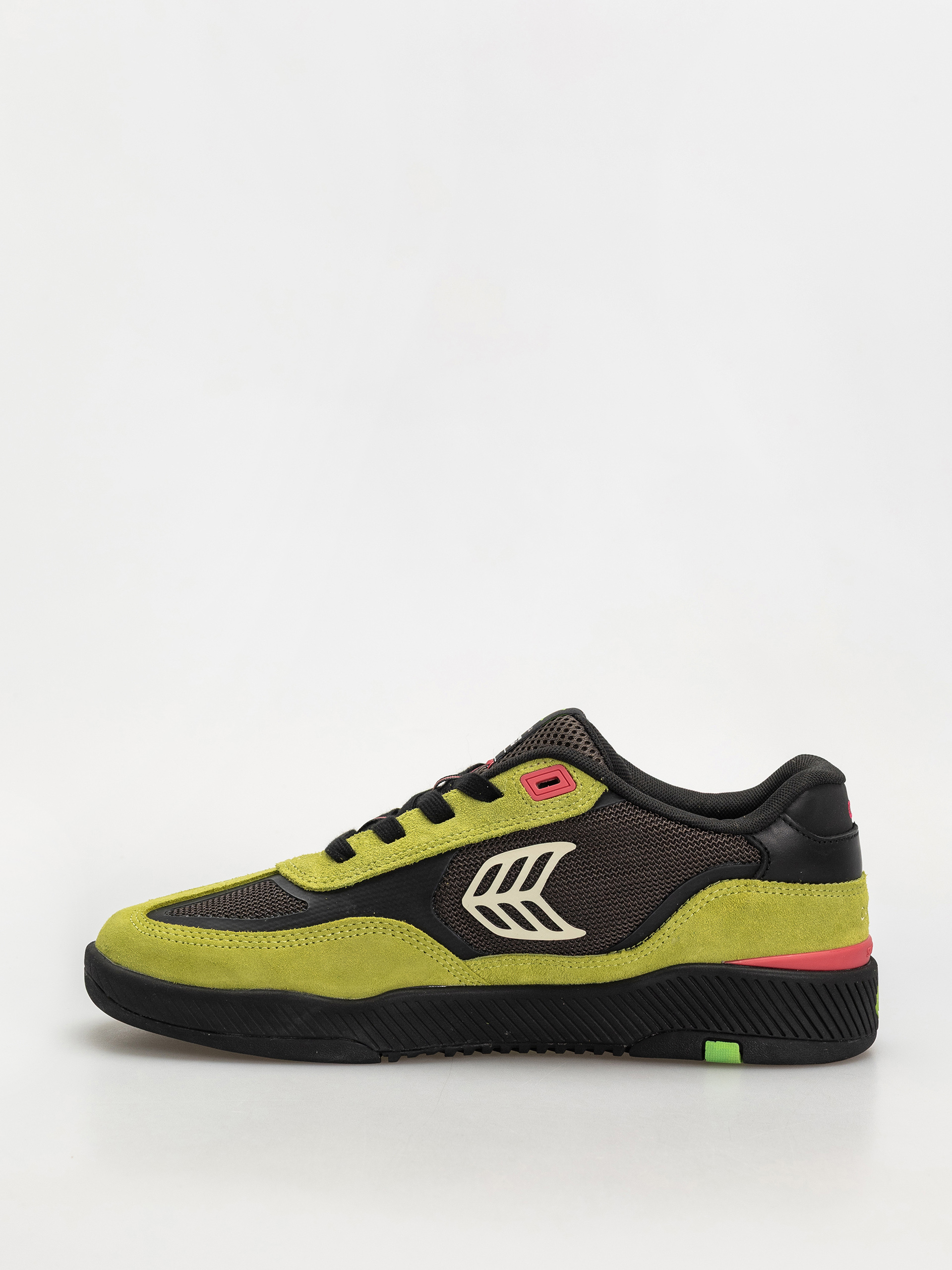 Cariuma Skategoat C25 Pro Shoes (lime green suede black mesh ivory logo pink)