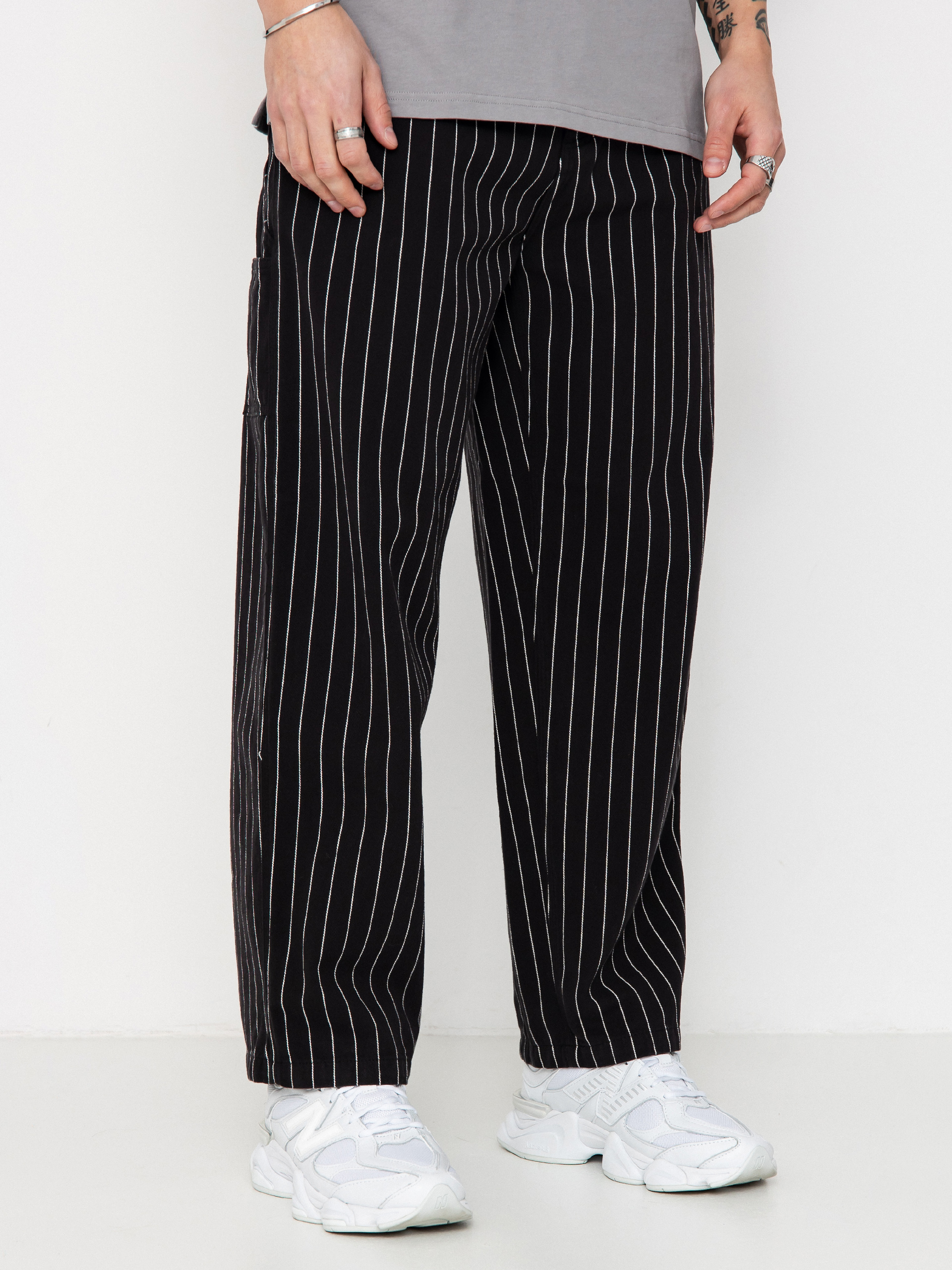 Carhartt OG SINGLE KNEE PANT ストライプ Carhartt WIP OG Single Knee Pants - black (seaton stripe