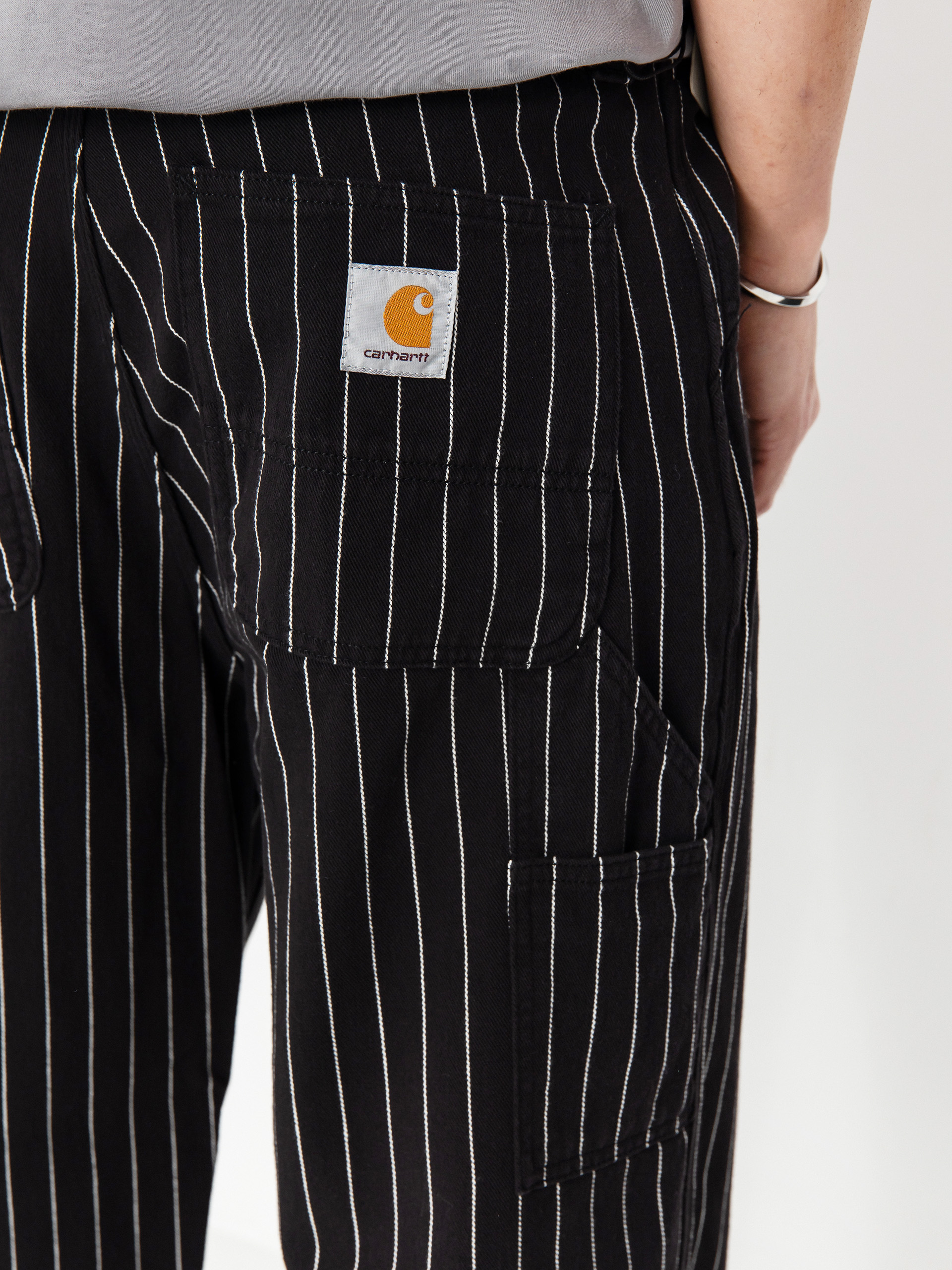 Carhartt OG SINGLE KNEE PANT ストライプ Carhartt WIP OG Single Knee Pants - black (seaton stripe