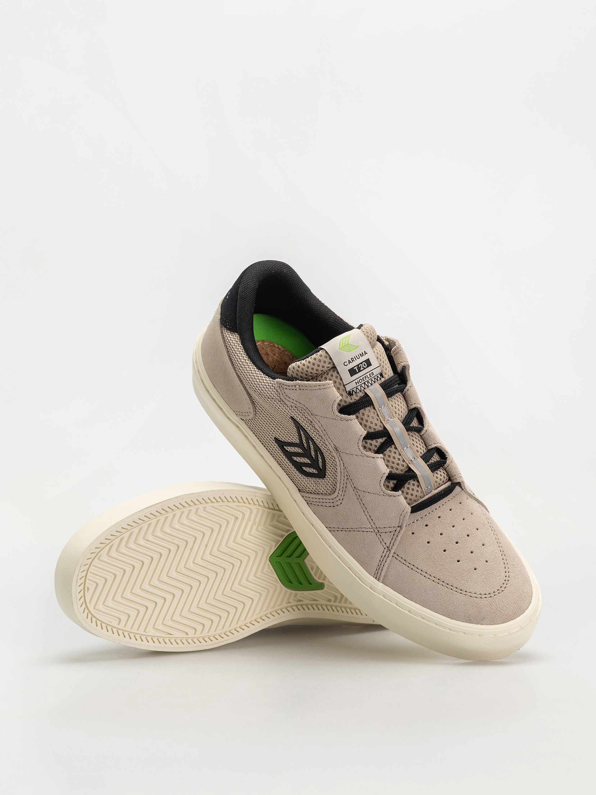 Cariuma T20 Pro Shoes (plaza taupe suede and mesh black logo)